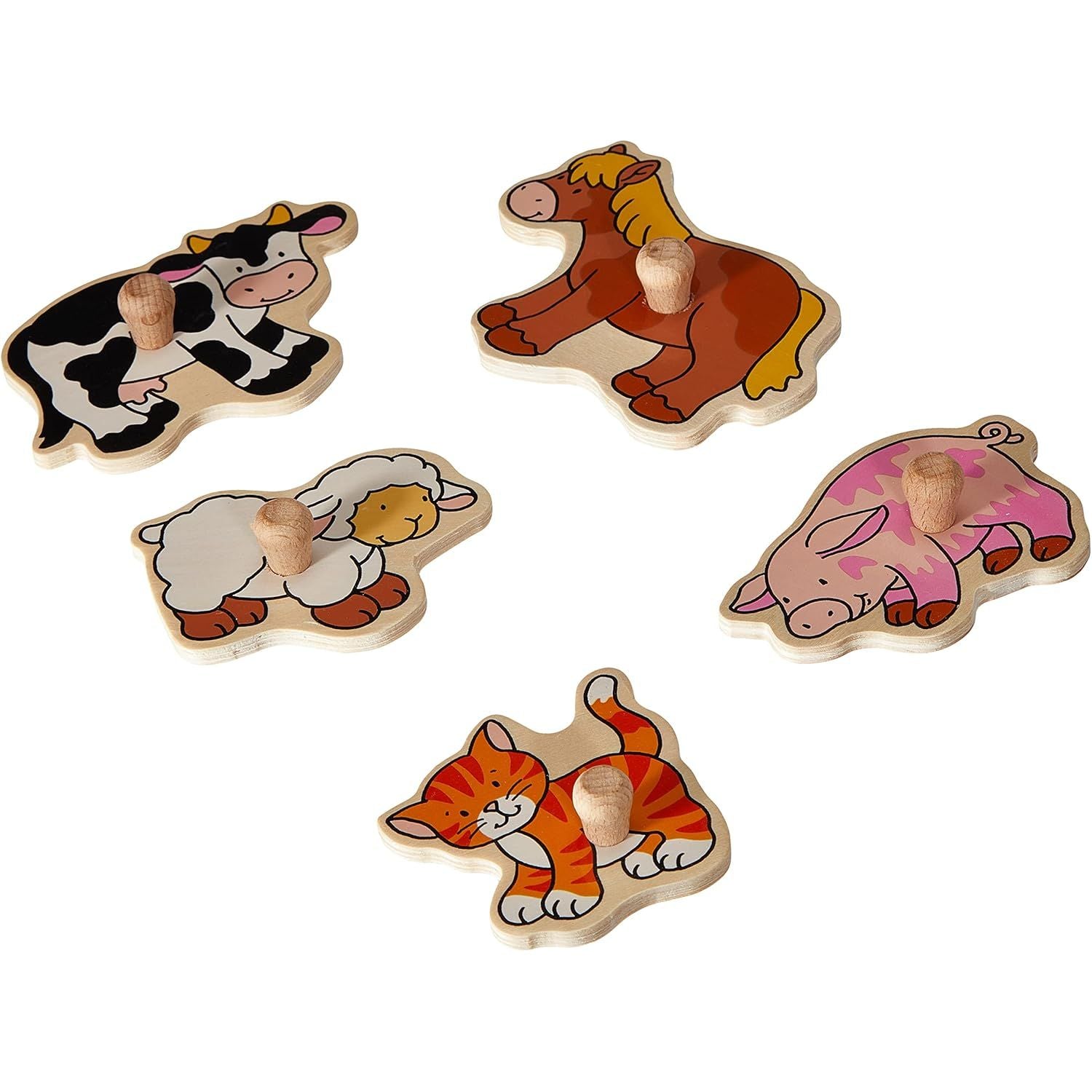 Wooden Lift Out Peg Puzzle - Farm Animals Toy for Toddlers, Kids Learning & Fine Motor Skills Development - Perfect for Preschool, Montessori & Early Childhood Education
