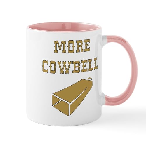 White/Pink Inside - More Cowbell Funny Music Mugs
