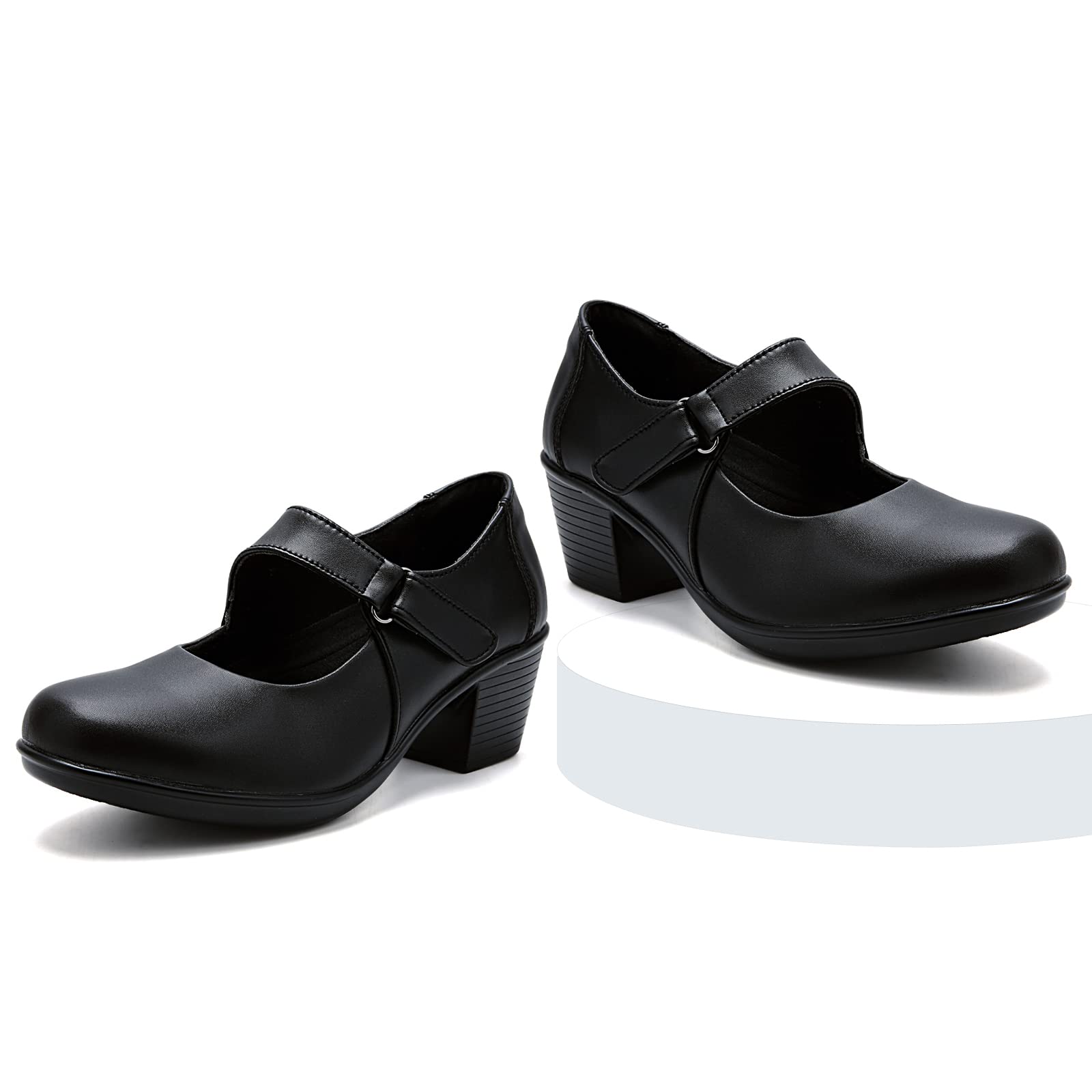 UZB Women's Mary Jane Pumps - Leather Heels for Work, Casual & Dress Occasions | Comfortable Office Shoes for Professional Women