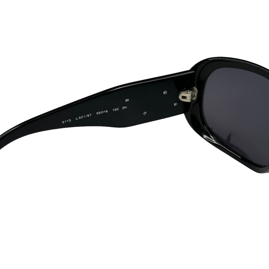 CHANEL Black Women's Camellia Flower Sunglasses 5113 C.501/87 - UV Protection, Luxury Fashion Accessory for Beach, Travel & Everyday Wear