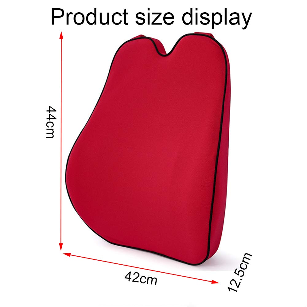 Memory Foam Car Lumbar Support Cushion - Pain Relief Back Pillow for SsangYong Chairman, Korando, Actyon, Rexton, Kyron, Rodius (Red) | Ergonomic Comfort for Long Drives & Commuting