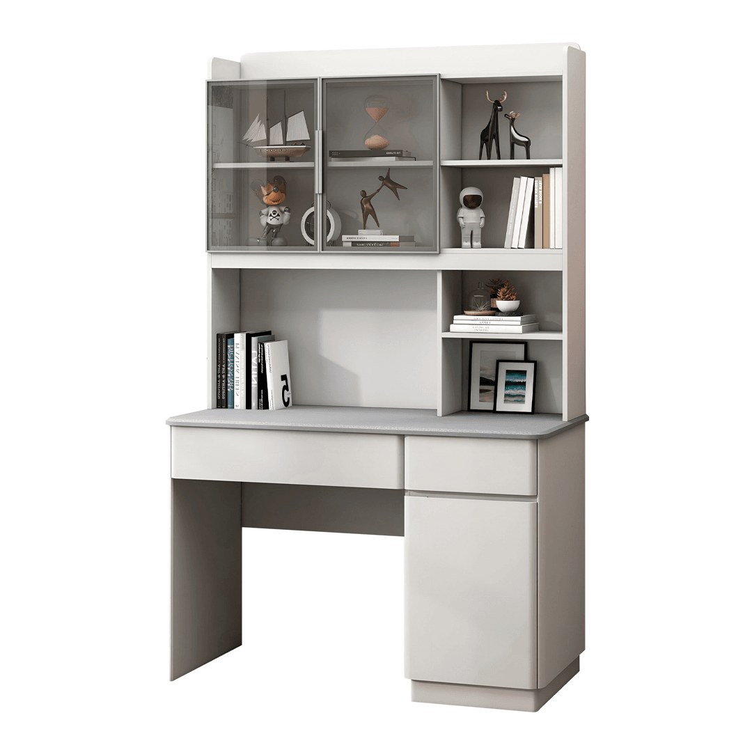 Mitchell Study Desk with Hutch - 47 Inch Writing Desk with Bookshelf, Perfect for Home Office, Dorm Room & Small Spaces - Sturdy Wooden Study Table for Work, Reading & Organizing