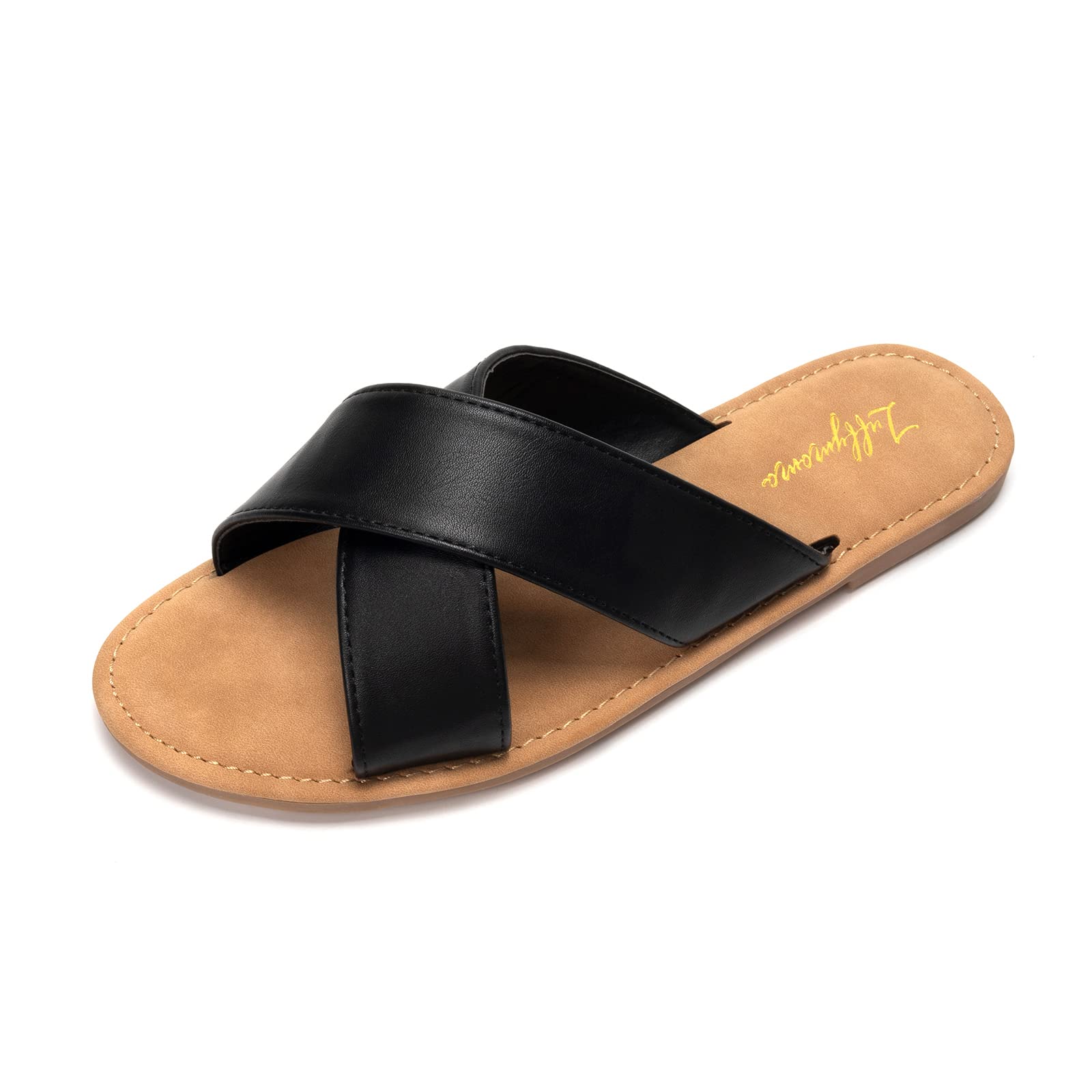 Luffymomo Women's Open Toe Flat Sandals - Casual Summer Slip On Shoes for Beach, Walking & Vacation | Comfortable Lightweight Fashion Sandals