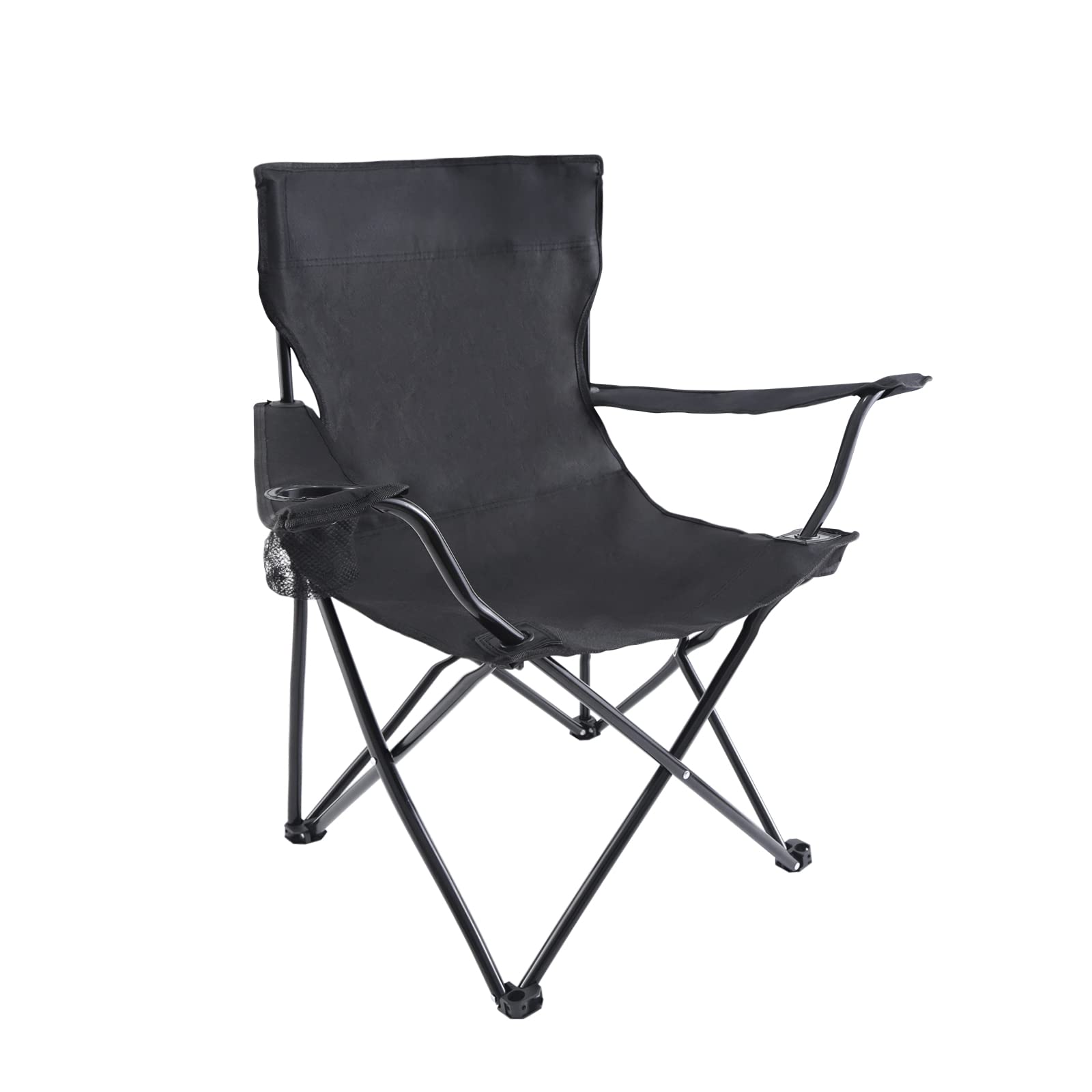 YSSOA Portable Folding Camping Chair - Lightweight Outdoor Chair for Hiking, Picnics, Beach, Fishing & Backyard (Black) | Compact Sports Chair with Carry Bag | Perfect for Camping, Travel & Outdoor Events