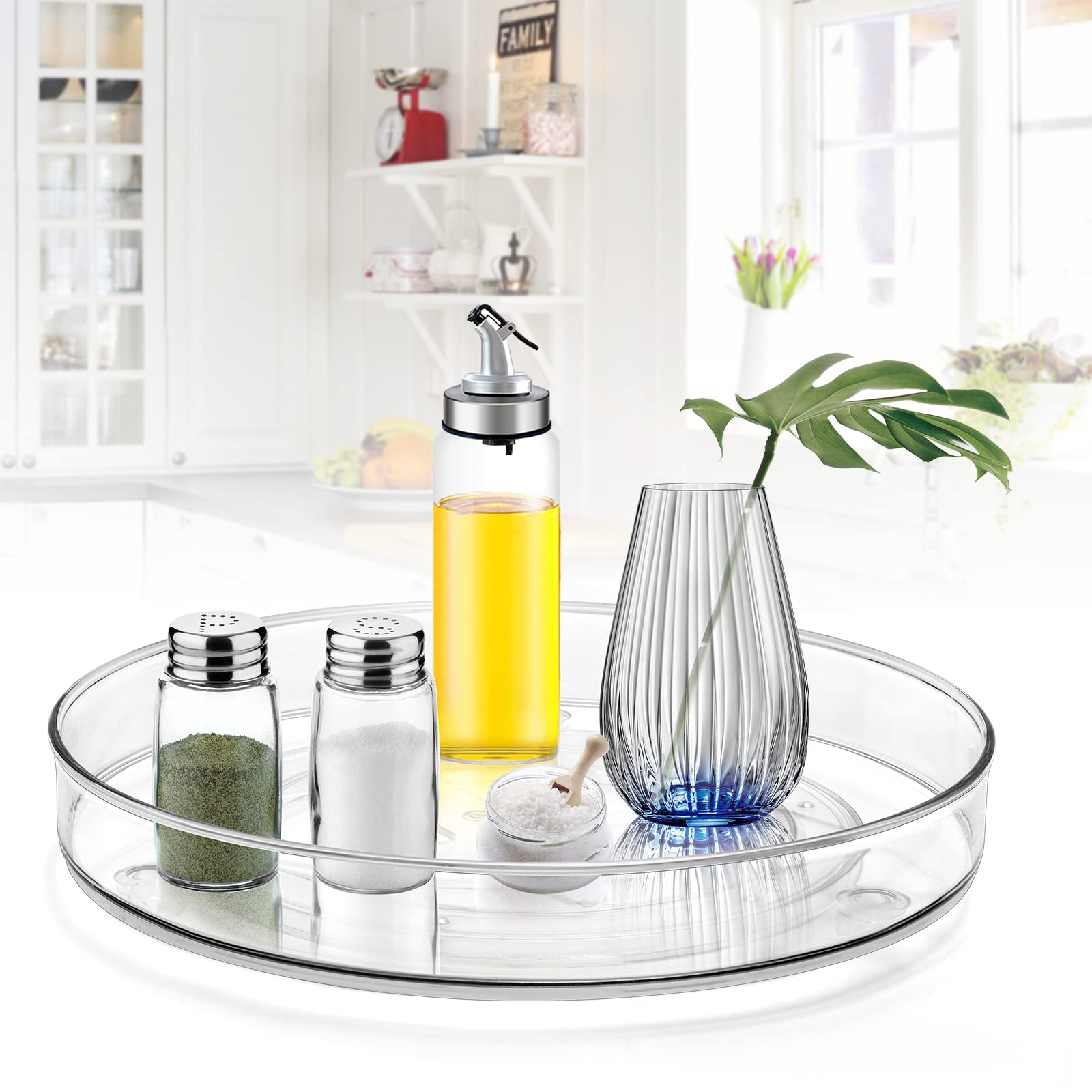 2-Pack 9-Inch Clear Lazy Susan Turntable Organizer - Durable Spinning Cabinet Storage for Kitchen Pantry, Bathroom & Countertop - Perfect for Spice Jars, Cosmetics & Kitchen Supplies Organization by TLC Depot