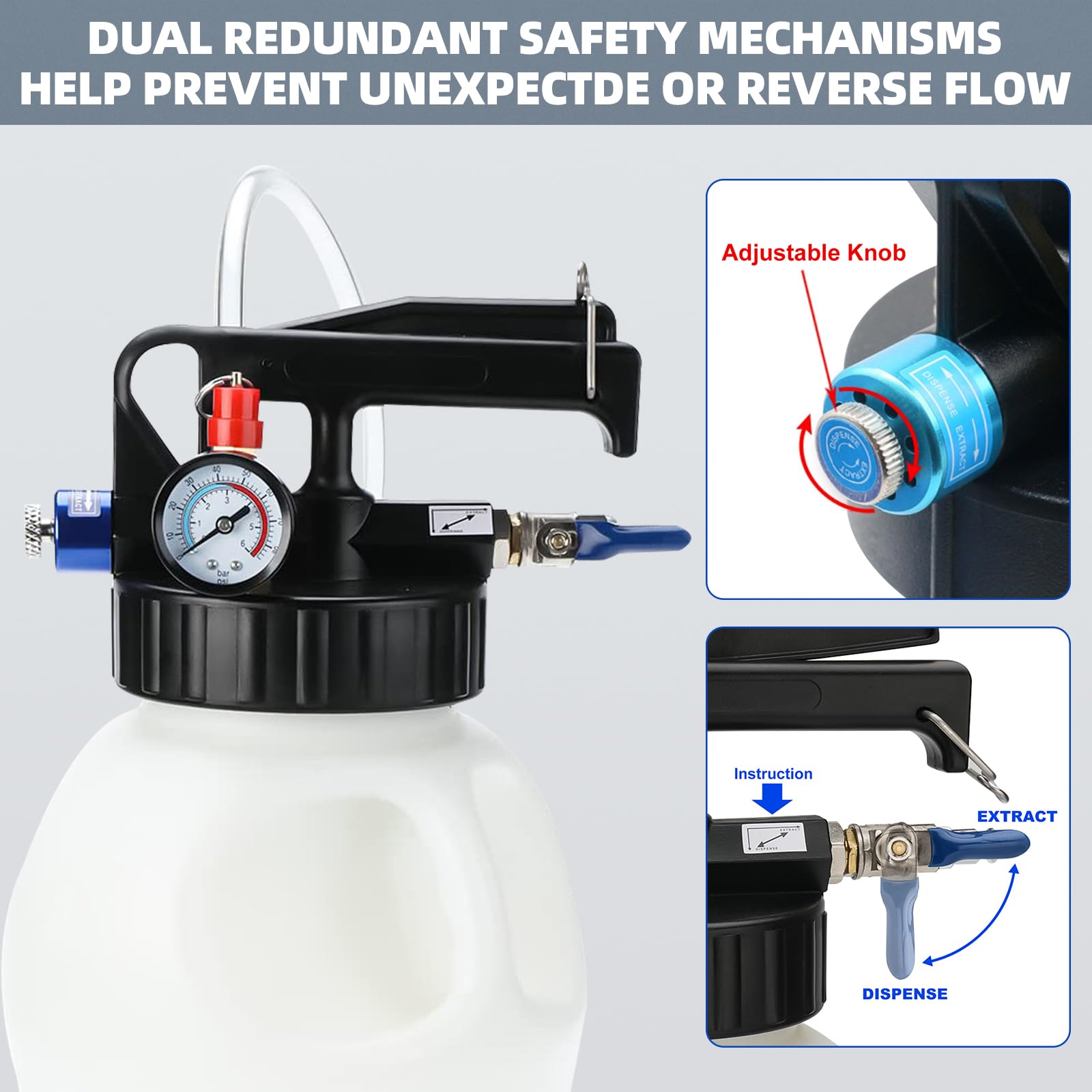 8MILELAKE 10L Pneumatic Air Oil Extractor Pump - Automatic Transmission Fluid Transfer Pump with 13pc ATF Adapters & 2-Way Refill System | Perfect for Car Maintenance, ATF Fluid Changes & Garage Workshop Use