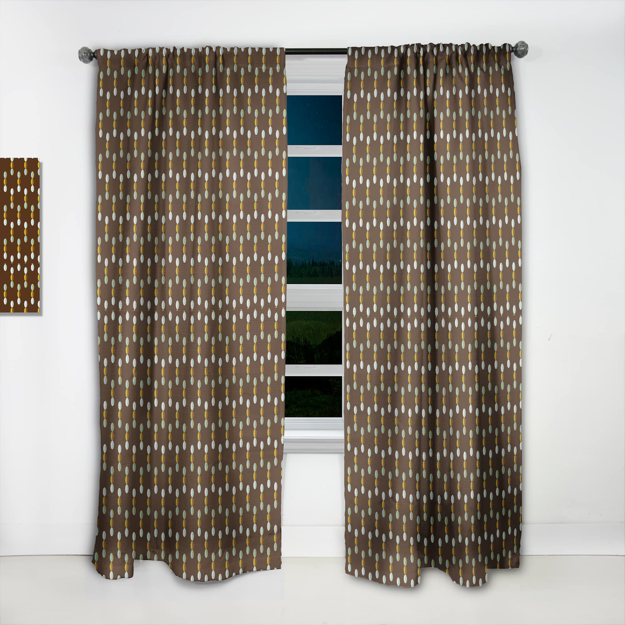 Geometric Mod Dot Blackout Curtains - Thermal Insulated Single Panel (52x120 Inch) for Bedroom & Living Room - Modern Window Drapes for Home Decor & Light Blocking