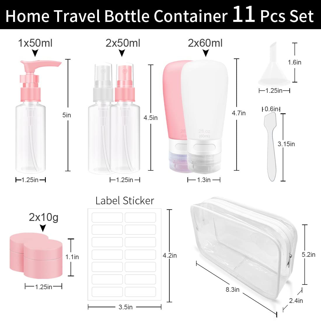 ITATIOLFY TSA Approved Travel Size Bottle Set - Leak-Proof Silicone & Plastic Containers for Shampoo, Body Wash & Liquids | Refillable Squeeze & Spray Bottles | Perfect for Air Travel, Gym, Camping & Toiletries Organization