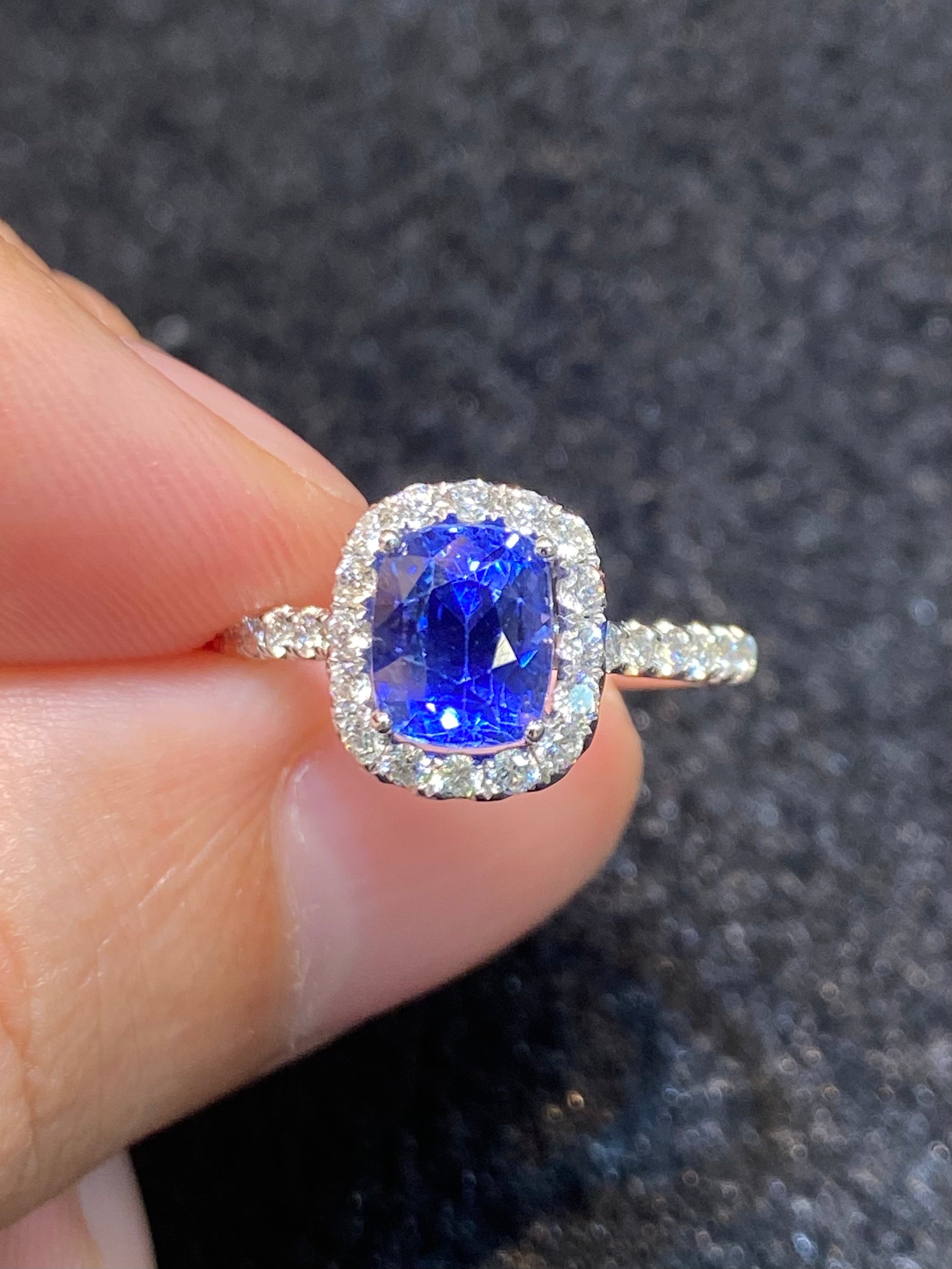Natural Blue Sapphire Ring 2.15 Carat - Genuine Ceylon Sapphire & Sterling Silver Engagement Ring for Women - Perfect for Weddings, Anniversaries & Special Occasions