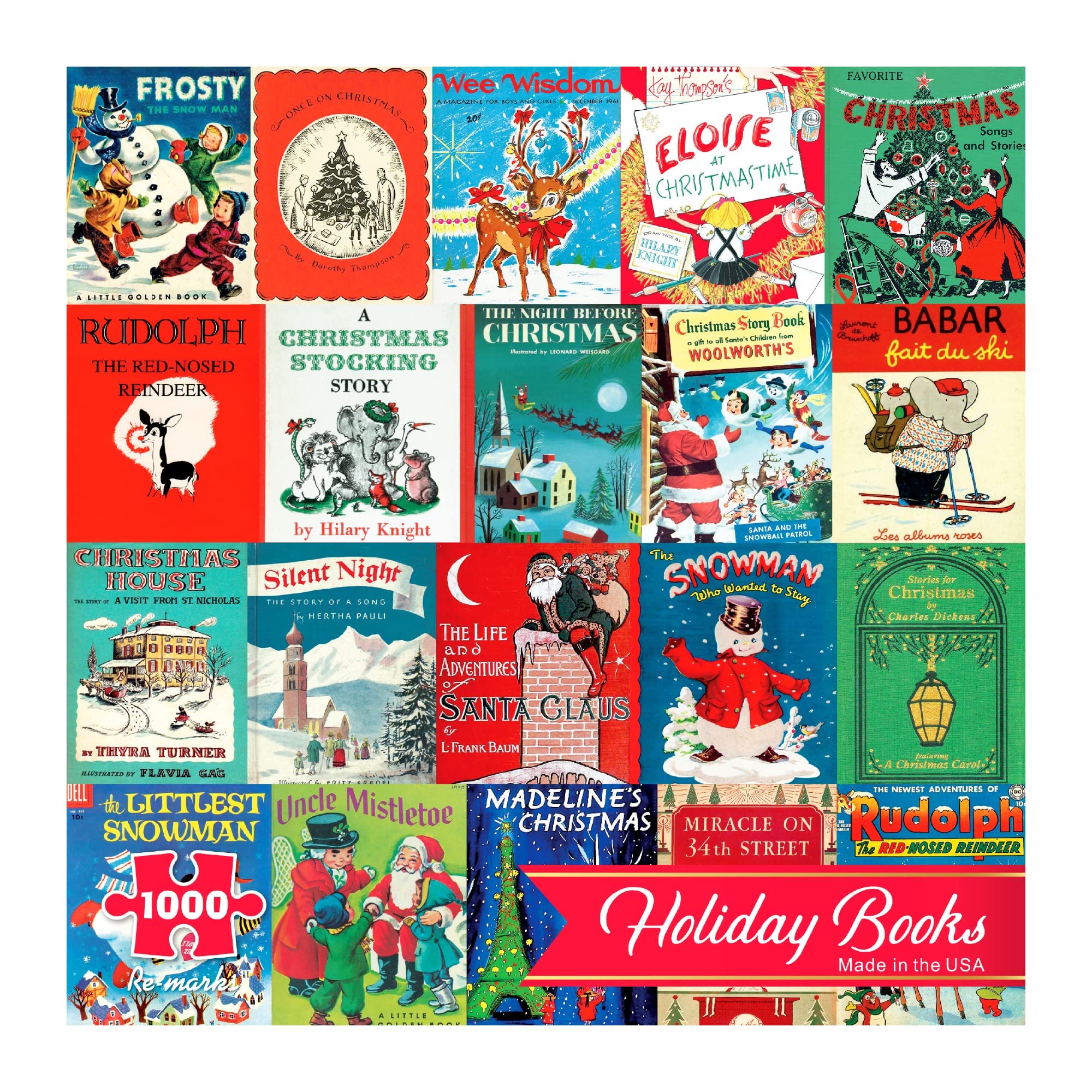 Re-marks 1000-Piece Christmas Holiday Books Jigsaw Puzzle - Colorful Collage Puzzle for Adults & Families - Perfect for Holiday Decor, Gift Giving & Winter Relaxation