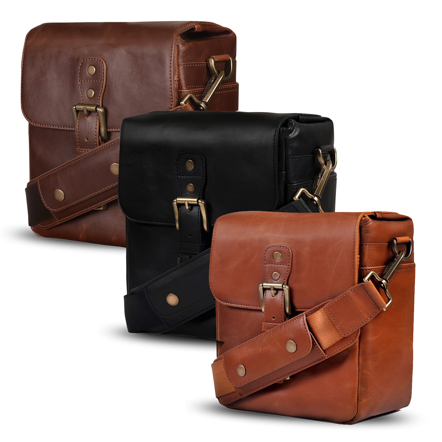 Premium MegaGear Genuine Leather Camera Messenger Bag - Durable & Stylish Crossbody Bag for DSLR, Mirrorless Cameras - Perfect for Travel, Photography & Everyday Use