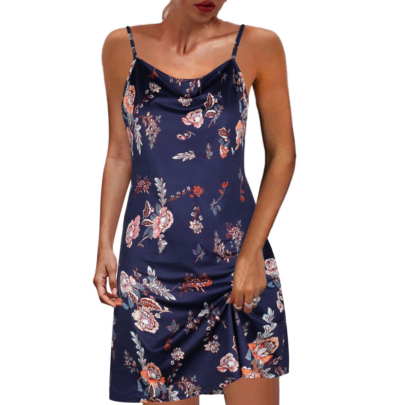 Women's Floral Print Spaghetti Strap Summer Dress - Lightweight Casual Sundress for Beach, Vacation & Everyday Wear