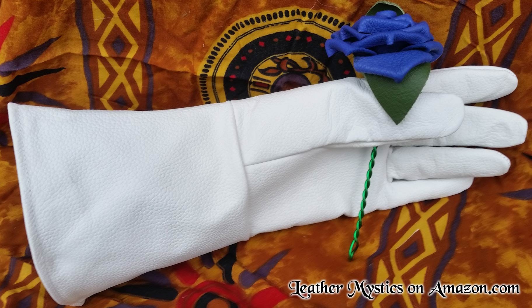 **White Leather Gauntlet Gloves 2XL (Extra Extra Large) - Long Arm Cuff for Motorcycle Riding, Cosplay & Medieval Reenactment**