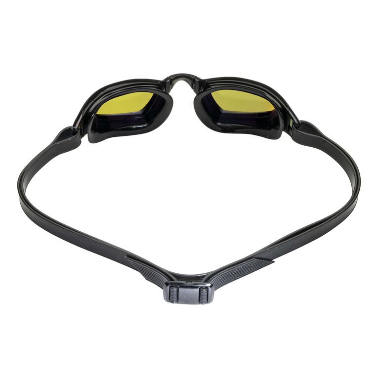 Aqua Sphere Xceed .A1 Swimming Goggles - Black/Black/Black with Yellow Titanium Mirrored Lens for Competitive Swimming & Triathlon Training