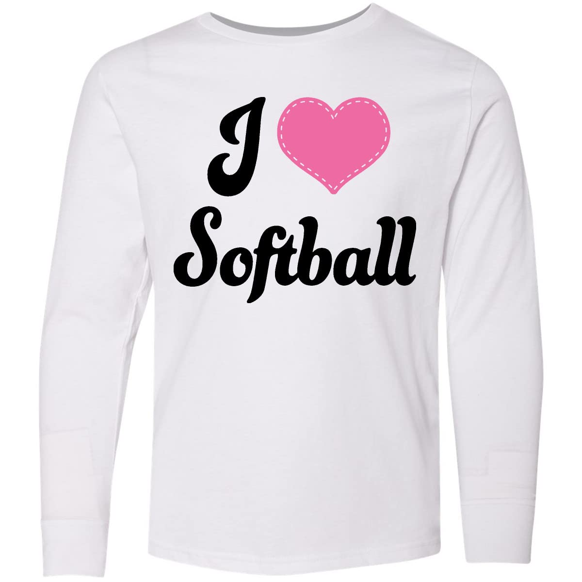 Inktastic I Love Softball Girls Sports Youth Long Sleeve T-Shirt - Softball Team Apparel & Fan Wear for Girls, Youth Athletic Shirt for Practice, Games & School Spirit