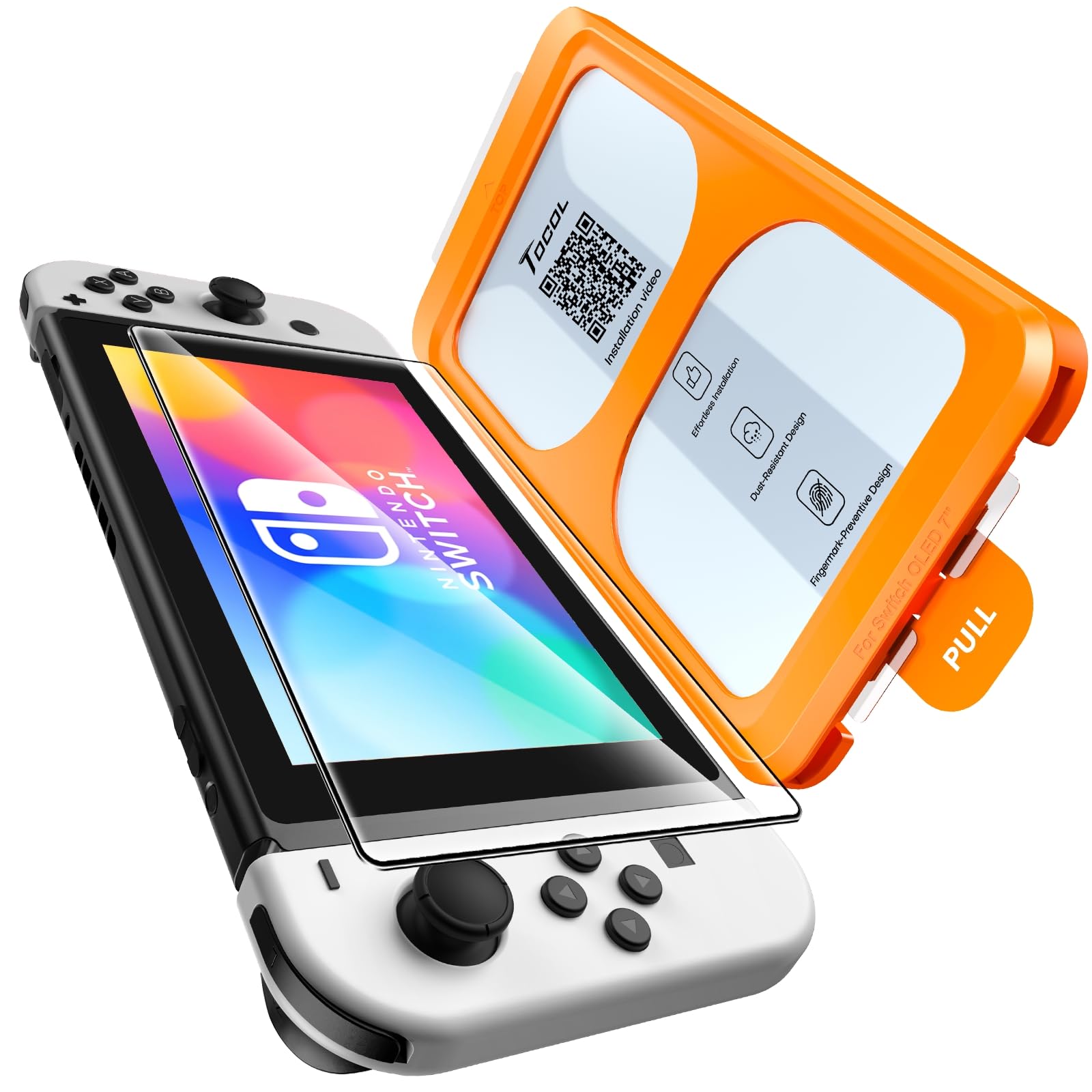 Premium TOCOL Tempered Glass Screen Protector for Nintendo Switch OLED 2021 Model - 7 Inch 9H Hardness Anti-Scratch, Anti-Fingerprint, HD Clear Protection - Perfect for Gaming, Travel, and Daily Use