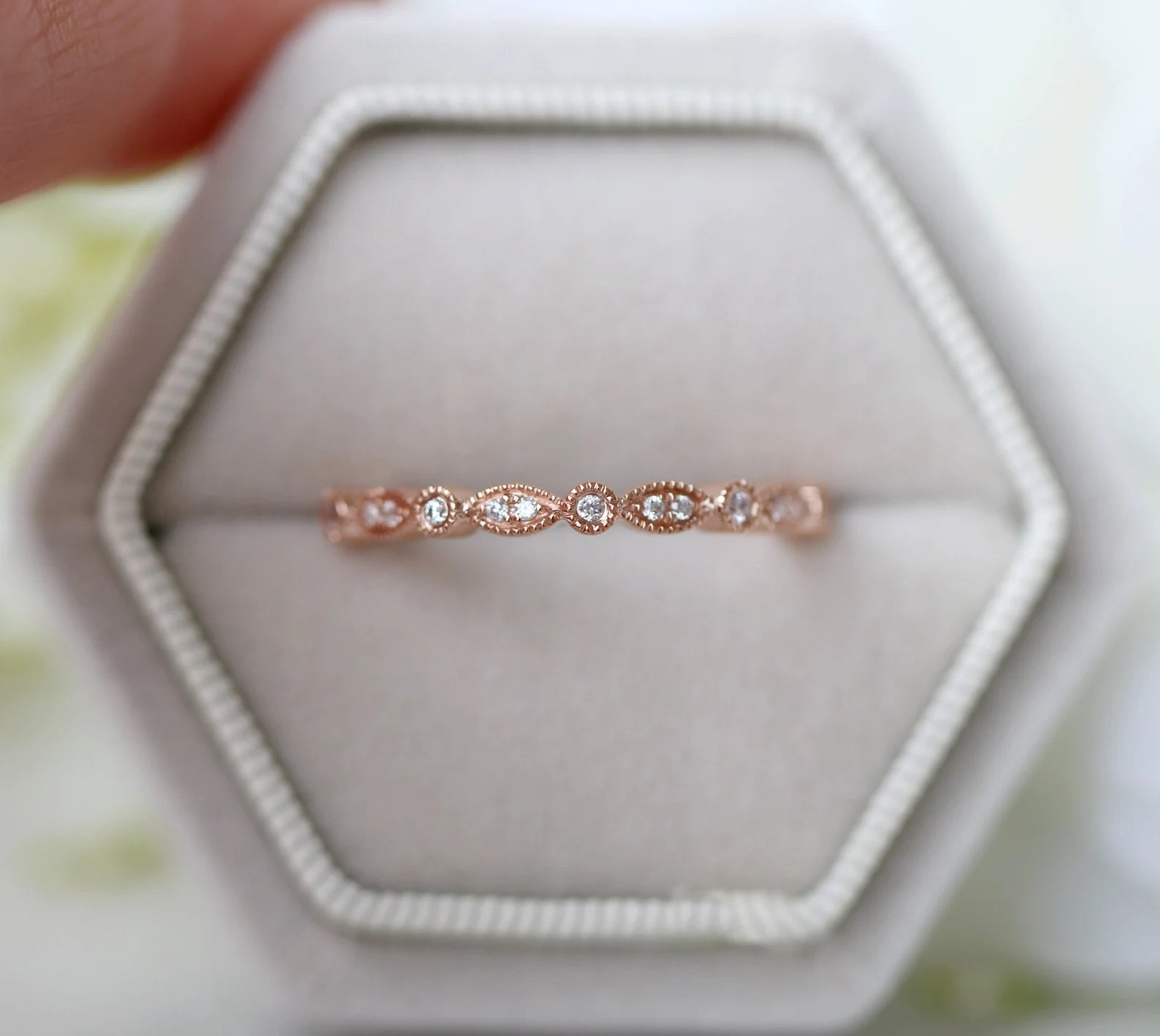 Luxury Vintage Natural Diamond or Moissanite Wedding Ring - 10K/14K/18K Solid Rose Gold - Perfect for Engagement, Anniversary & Bridal Jewelry Gifts