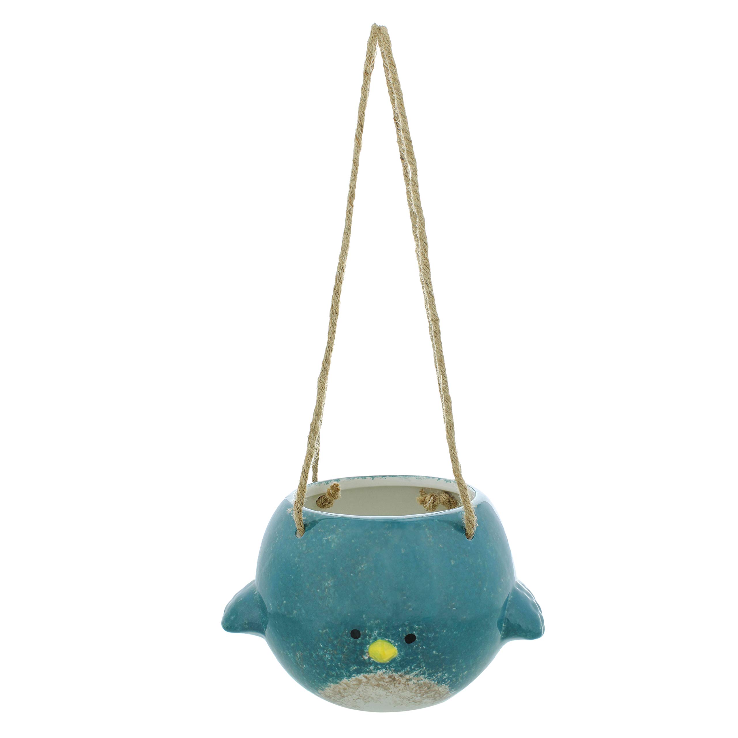 7Penn Bluebird Ceramic Planter Pot - Hanging Indoor/Outdoor Flower Pot for Succulents, Small Plants, Herbs - Perfect for Home Decor, Balcony, Garden & Office Spaces