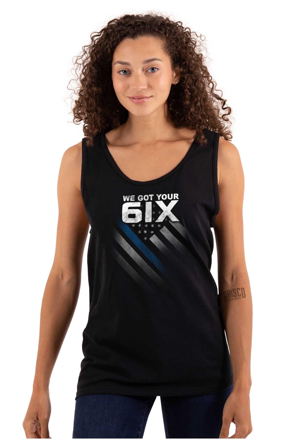 Brisco Brands Patriotic Blue Line USA Flag Tank Top for Men & Women - Support Law Enforcement with Stylish Casual Wear for Everyday & Outdoor Activities