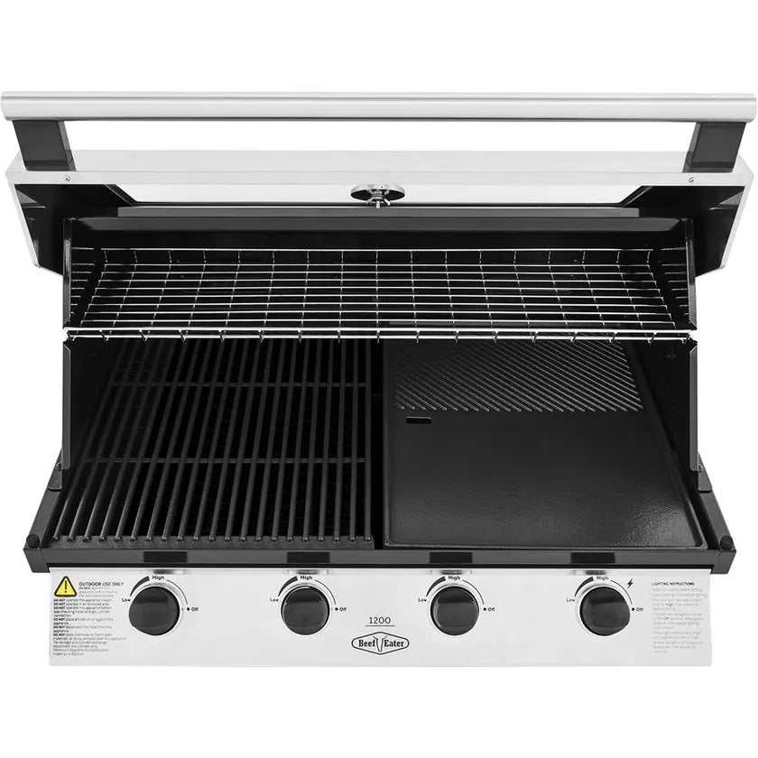 BeefEater BBG1240SB 1200 Series 4 Burner Built-In BBQ Grill - Outdoor Gas Grill for Backyard, Patio & Garden Cooking | Stainless Steel Construction