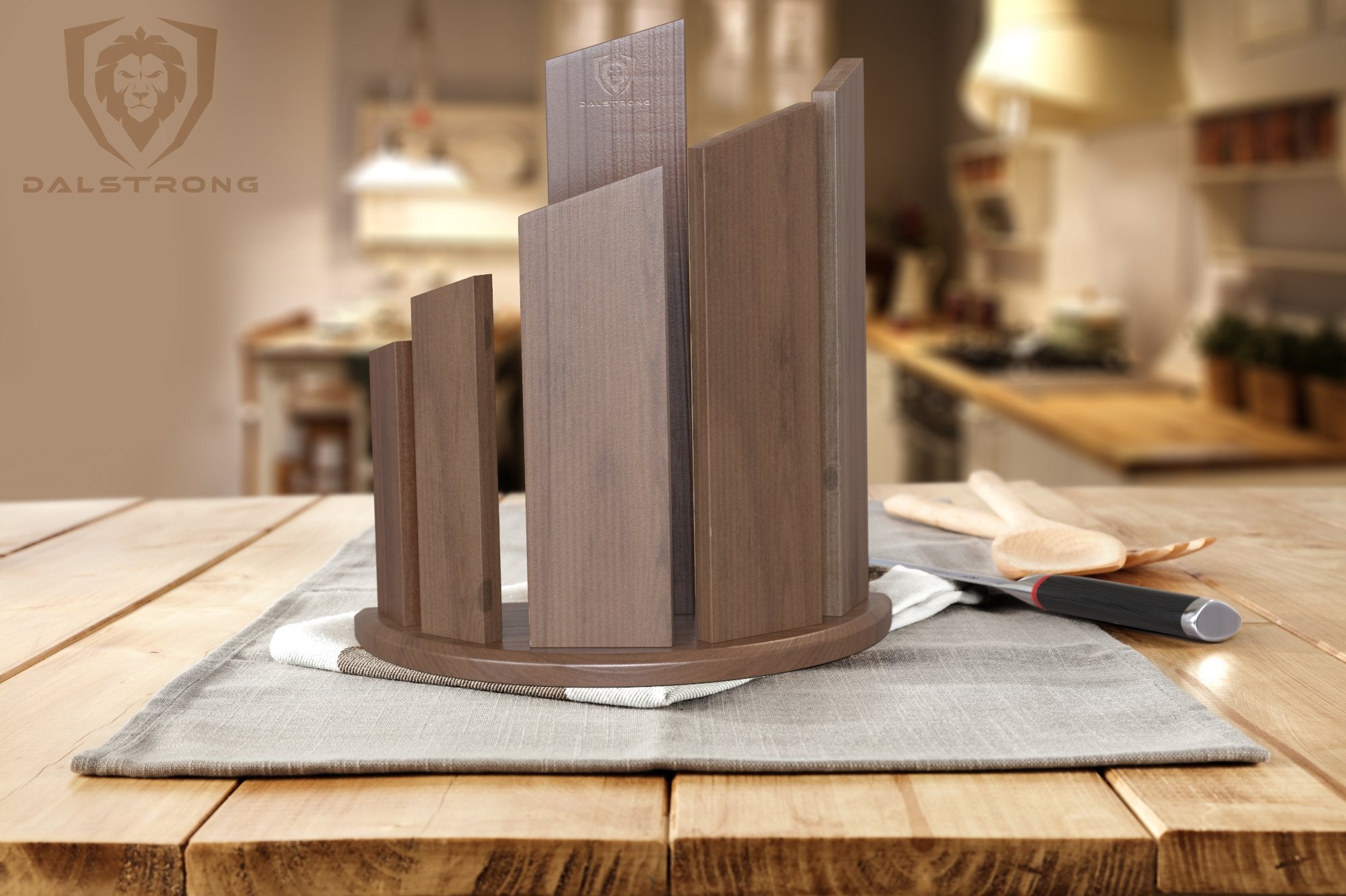 Dalstrong Dragon Spire Magnetic Knife Block - Double Sided Walnut Wood Knife Holder - Perfect for Kitchen Countertop Organization & Knife Storage