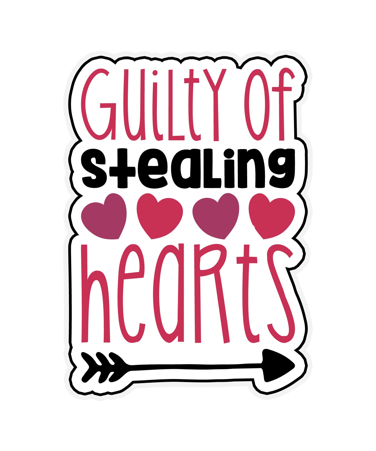 Guilty of Stealing Hearts 6-Inch Vinyl Decal Sticker - Durable Waterproof Weatherproof Adhesive for Laptops, Cars, Water Bottles, Notebooks | Perfect for DIY Decor, Personalizing Devices & Gifts