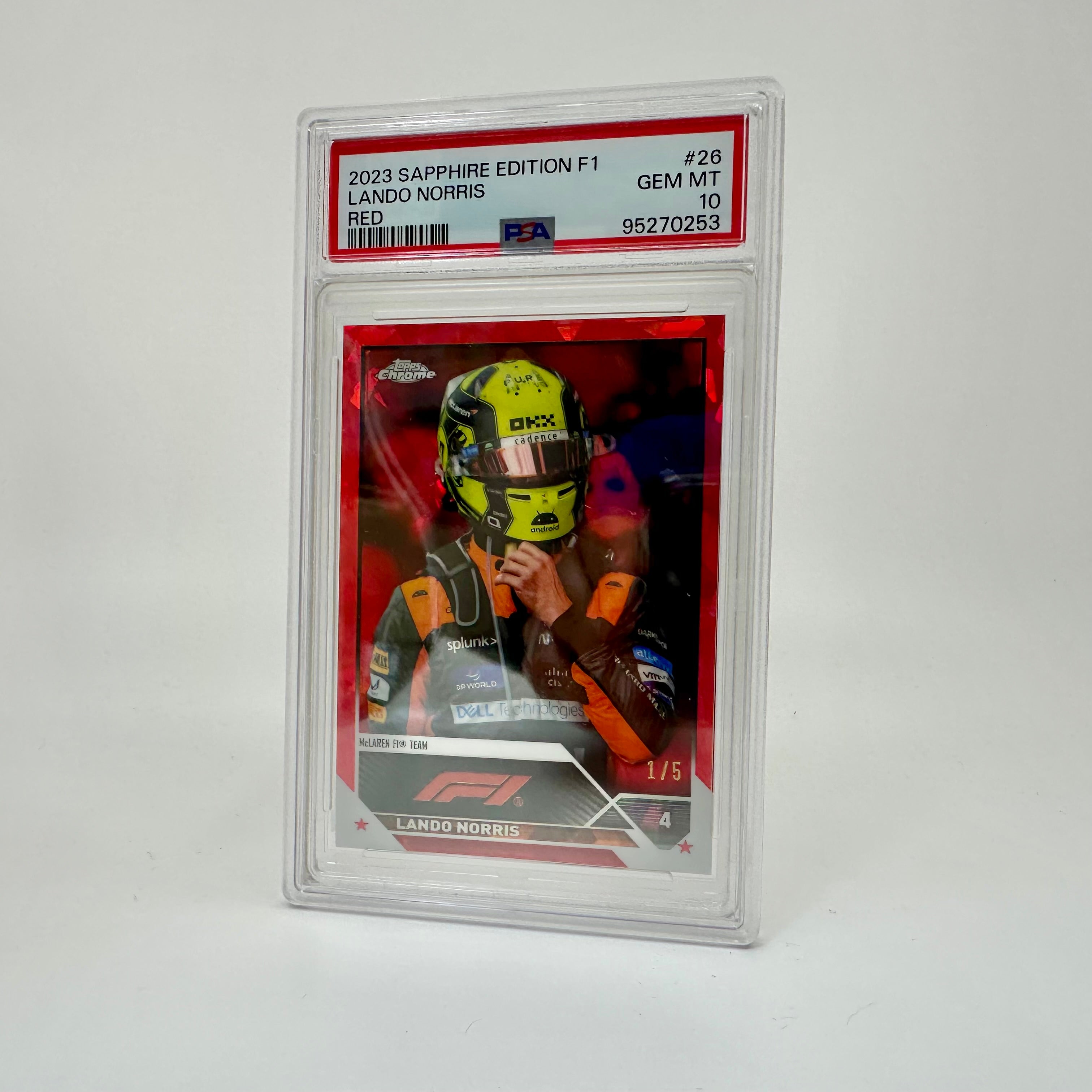 2023 Topps Chrome Sapphire PSA 10 Lando Norris #26 Red F1 Racing Card - Perfect for Collectors, Fans & Sports Memorabilia Displays