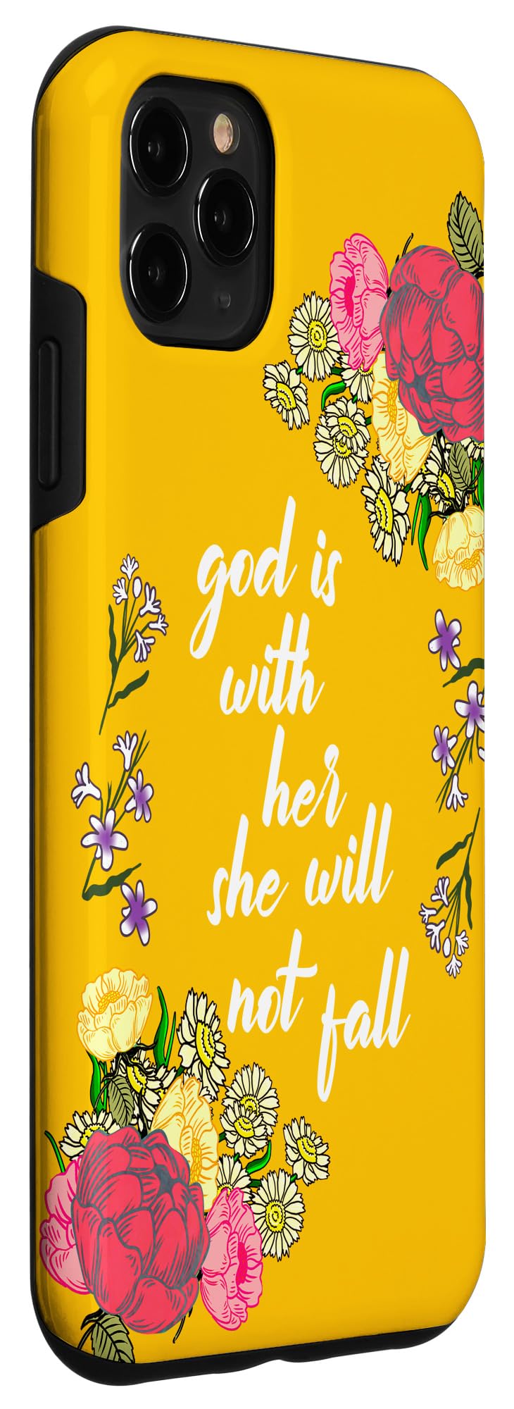 iPhone 11 Pro Max Christian Phone Case with 'God Is With Her' Inspirational Quote - Perfect Religious Gift for Women, Bible Study & Daily Encouragement