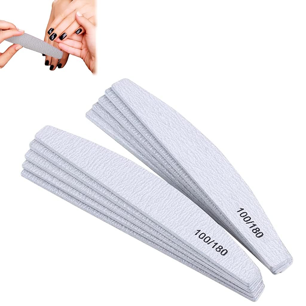Gleevia 10-Piece Professional Manicure & Pedicure Set - 100/180 Grit Arch Shape Nail Files & Buffing Polish Tools for Salon & Home Nail Care | Perfect for Nail Art, DIY Manicures & Spa Treatments