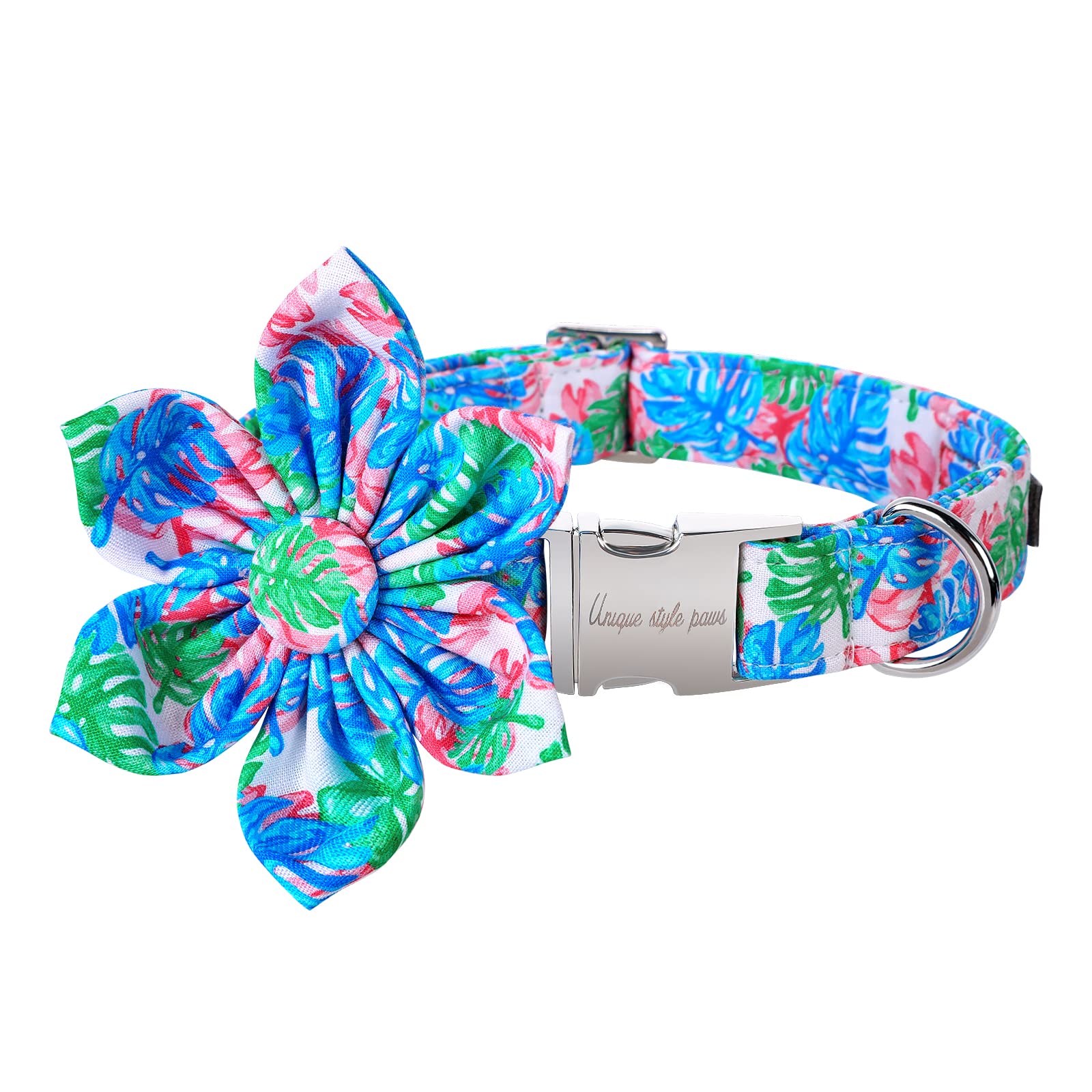 Stylish Floral Adjustable Dog Collar for Small Medium Large Dogs - Perfect for Summer Walks & Outdoor Adventures