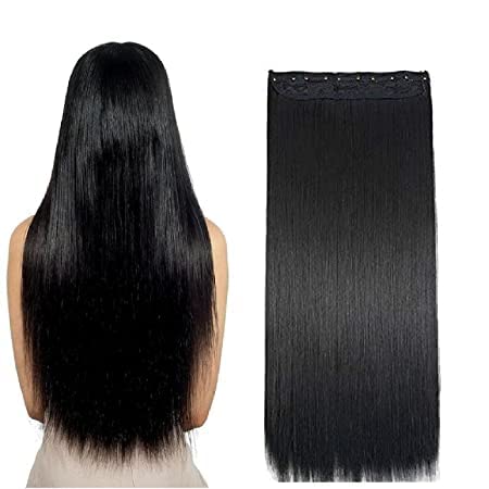 Shivarth 25-26 Inch Clip-In Hair Extensions for Women - Straight Synthetic Hair for Instant Length & Volume - Perfect for Thin Hair, Daily Wear & Special Occasions