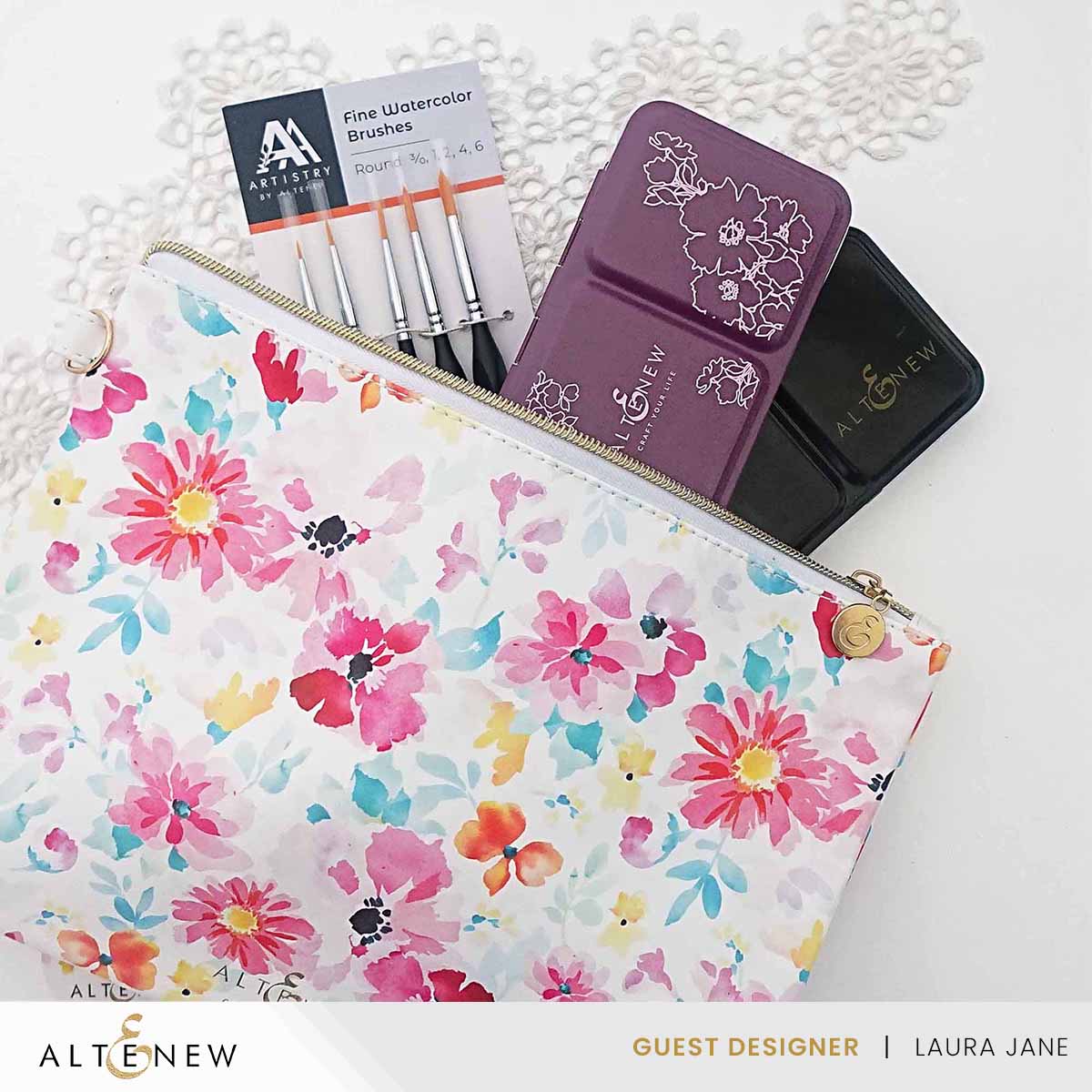 Watercolor Zipper Pouch - 11 x 7.7 Inch (280mm x 195mm) Art Supply Organizer | Perfect for Makeup, Pencils & Travel Essentials