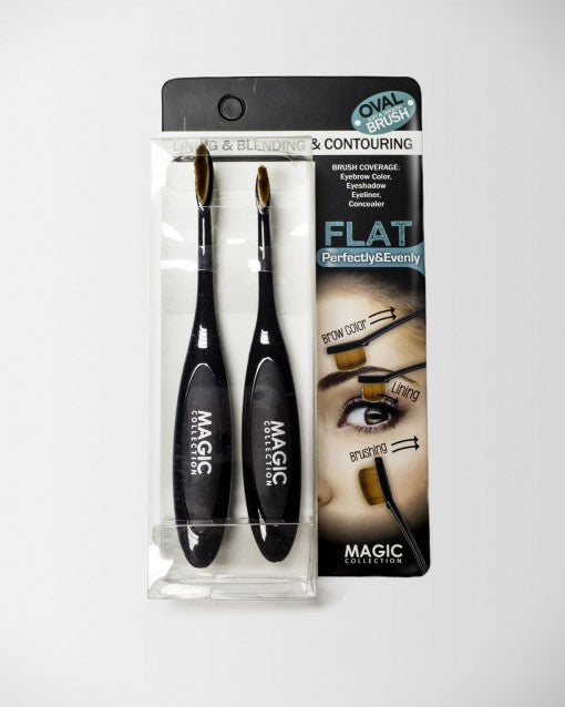 2-Piece Oval Blending & Contouring Brush Set - Flat Kabuki Makeup Brushes for Flawless Foundation & Powder Application - Perfect for Professional Makeup Artists & Beauty Enthusiasts