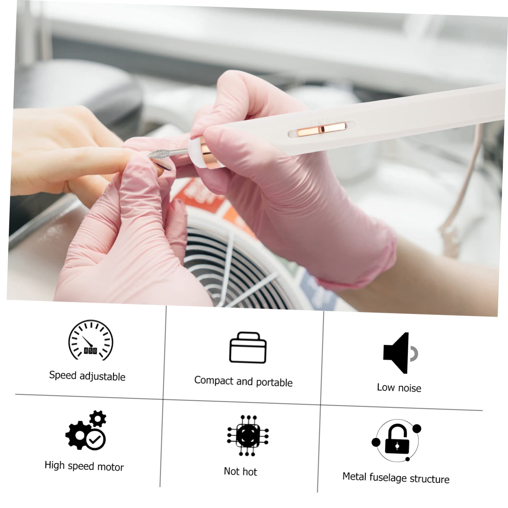 Professional Cordless Electric Nail Drill Machine for Manicure & Pedicure - Minkissy Rechargeable Nail Grinder with 6 Bits for Acrylic, Gel, Natural Nails - Perfect for Home Salon & Nail Art Enthusiasts