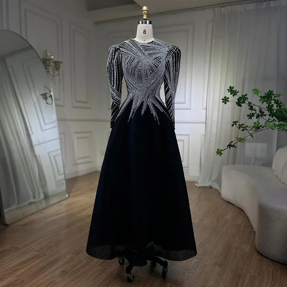 Elegant Black Muslim Evening Dress Long Sleeve LA71290 - Perfect for Special Occasions, Weddings & Formal Events