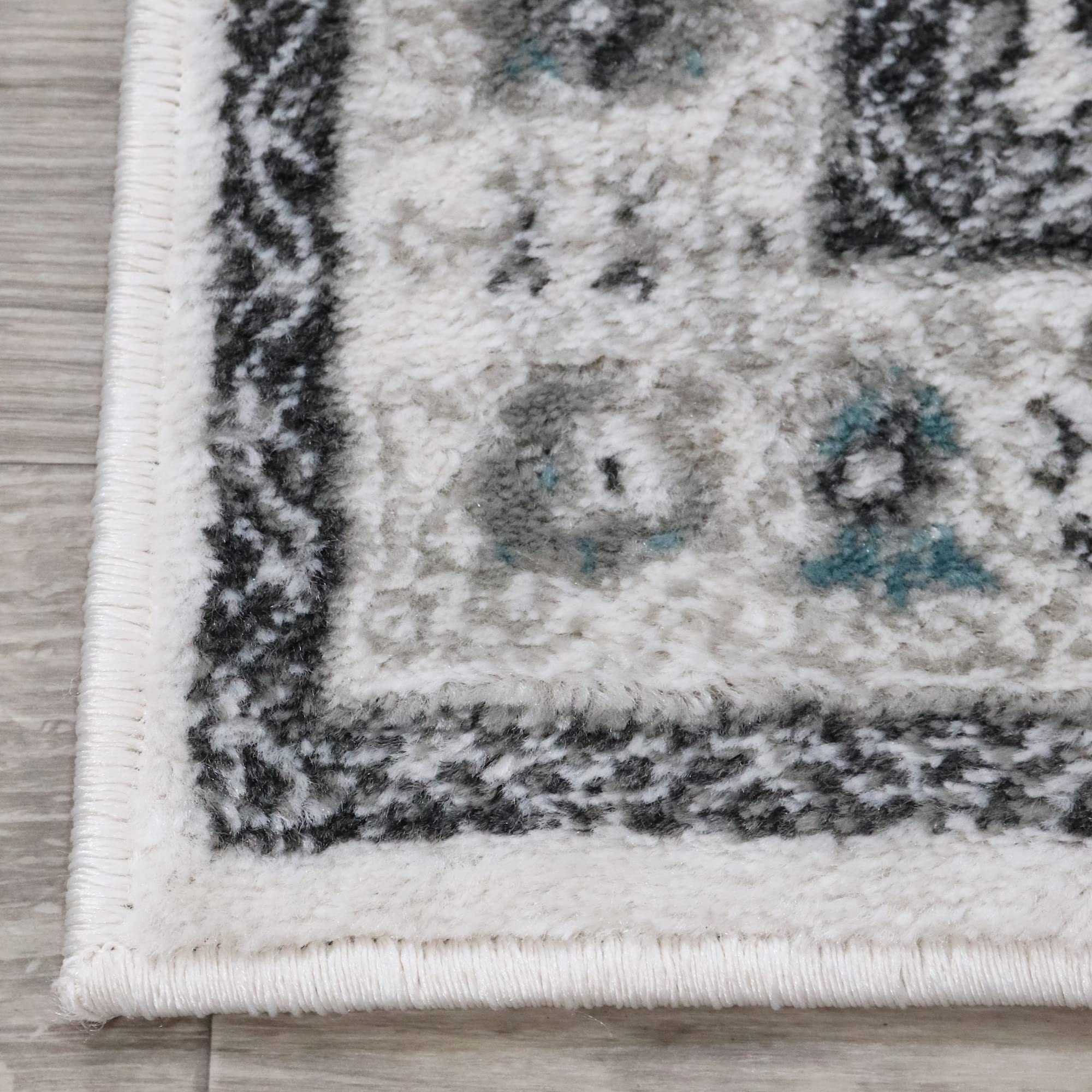 Premium Jute Backed Indoor Area Rug - Rustic Medallion Design 8' x 10' in Grey Ivory | Entryway, Hallway, Kitchen, Office, Bedroom, Living & Dining Room Decor | Soft & Durable Floor Covering for Cozy Home Atmosphere | Einsgrove Collection