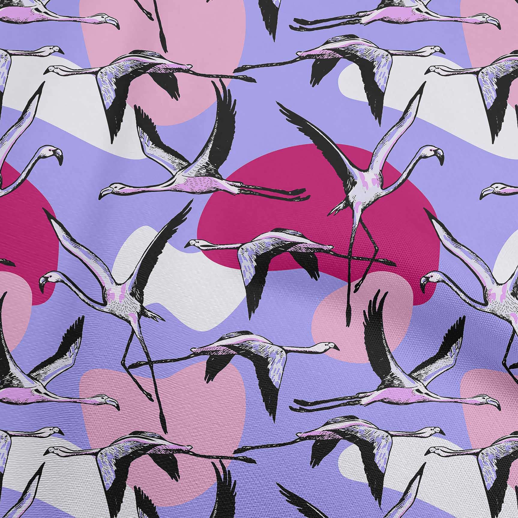 oneOone Rayon Amethyst Flamingo Print Fabric - 56 Inch Wide DIY Sewing Material for Dresses, Quilts & Home Decor | Premium Printed Fabric by The Yard