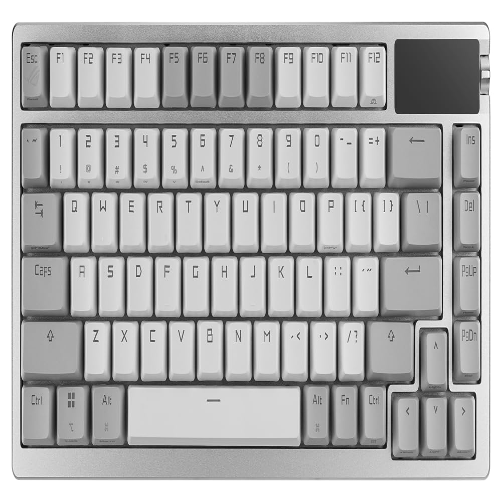 ASUS ROG Azoth 75% Wireless Mechanical Gaming Keyboard - Hot-Swappable ROG NX Snow Switches, PBT Keycaps, OLED Display, 3-Layer Dampening, RGB Backlit (White) - Perfect for Esports, Streaming & Professional Gaming Setup