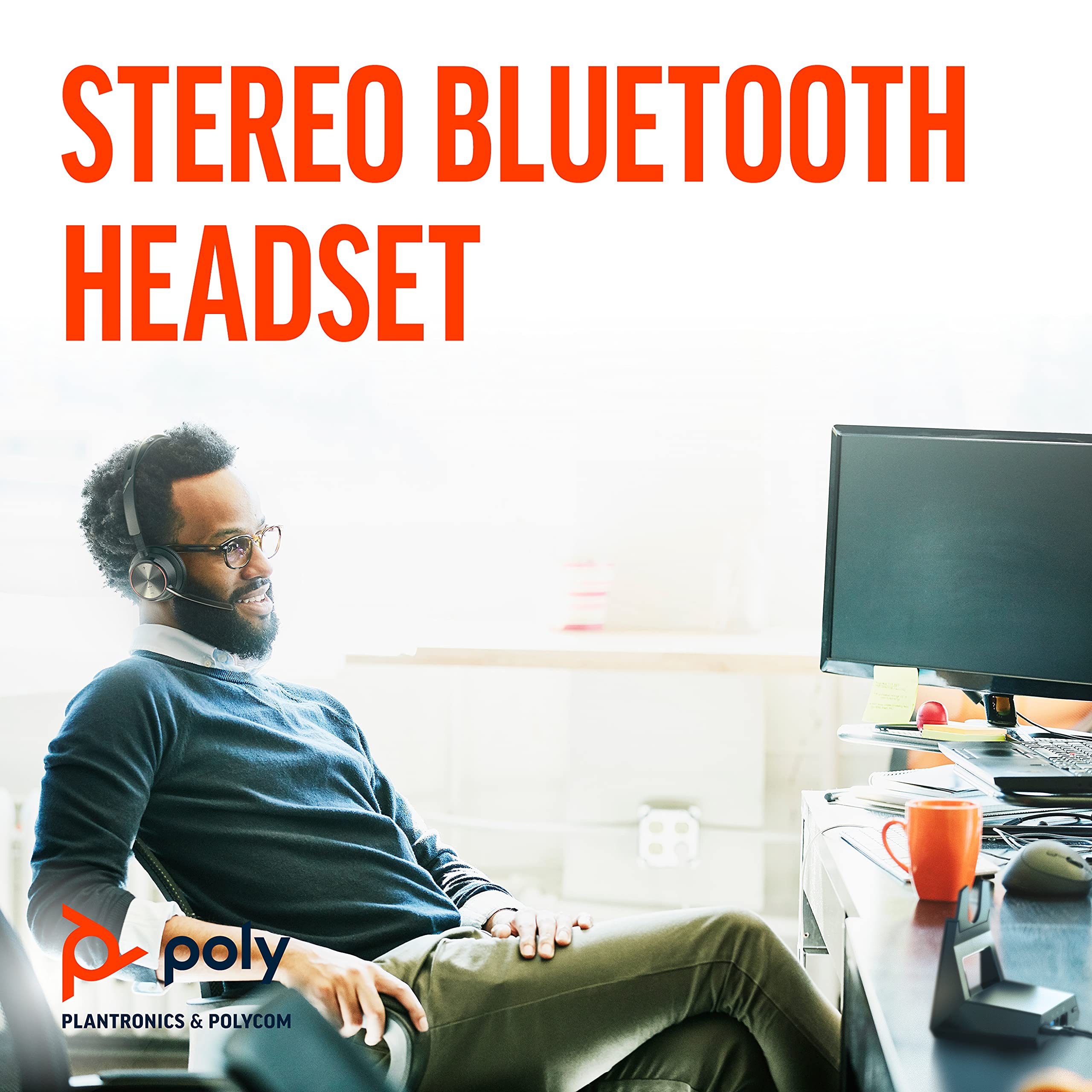 Poly Voyager Focus 2 Office USB-A Bluetooth Headset with Boom Mic - Active Noise Canceling for PC, Mac & Desk Phone - Certified for Microsoft Teams, Zoom & More - Perfect for Remote Work & Video Conferencing