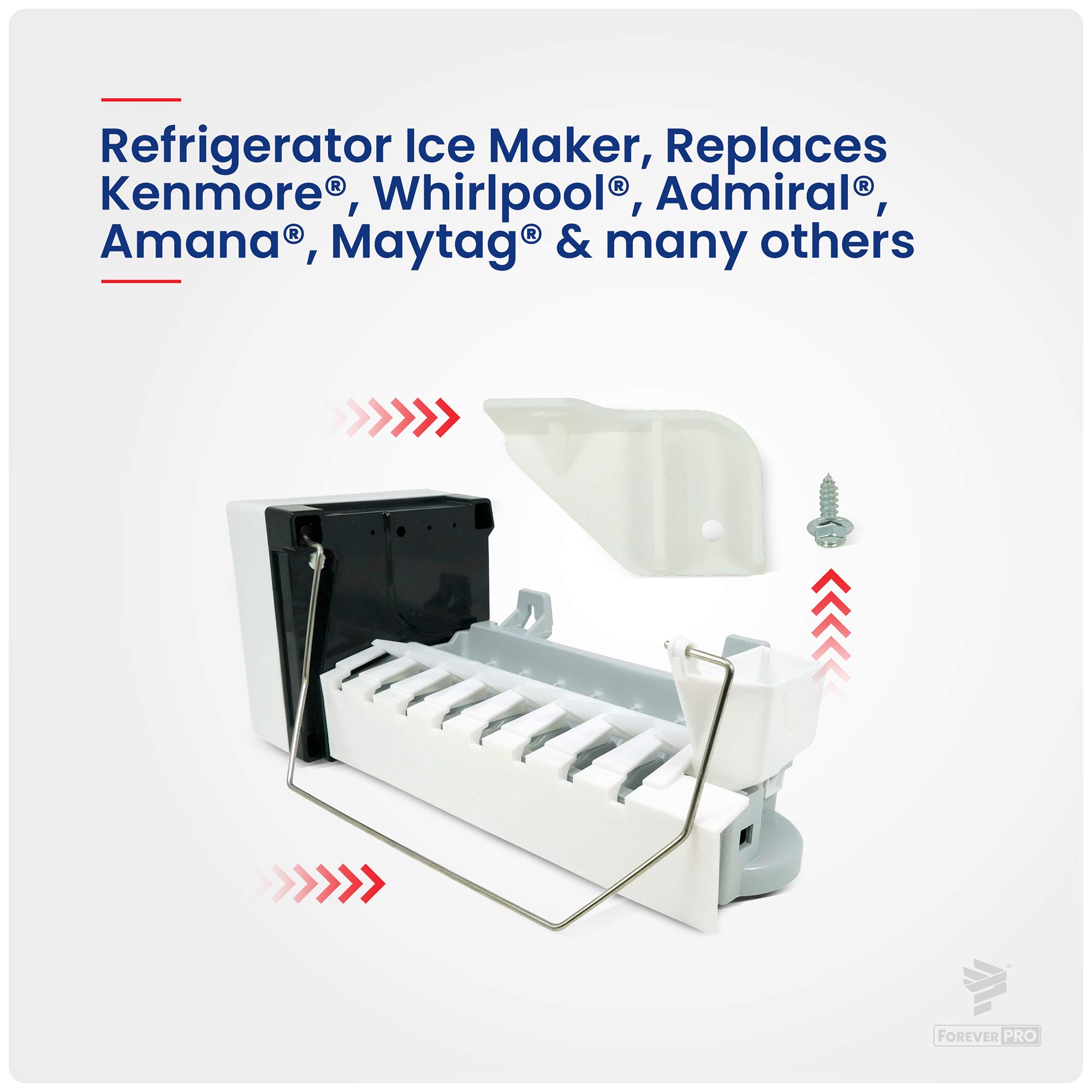 ForeverPRO D7824706Q Replacement Icemaker Compatible with Whirlpool Refrigerator Models D7824706Q, 0056504, 0056599, 0056605 - Perfect for Kitchen Appliance Repair & Ice Maker Replacement