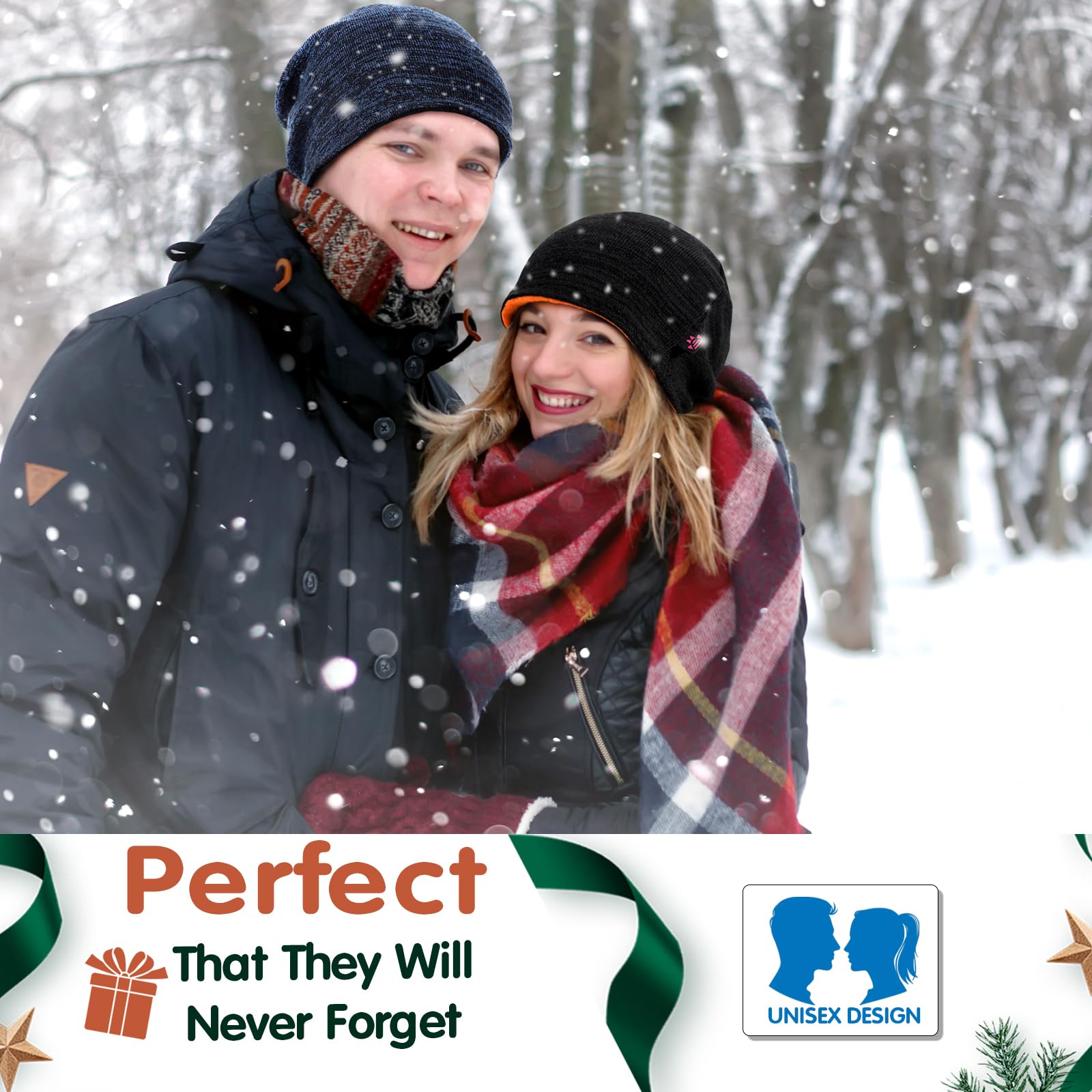 Winter Fleece Lined Knitted Beanie Hats for Men & Women - Reversible Windproof Watch Cap, Warm Skull Cap for Cold Weather - Perfect for Skiing, Snowboarding & Outdoor Activities