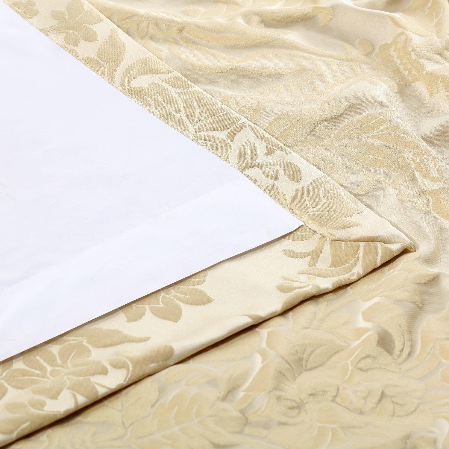 Magdelena Champagne Beige Damask Faux Silk Jacquard Blackout Curtains - Elegant Window Treatment for Bedroom & Living Room