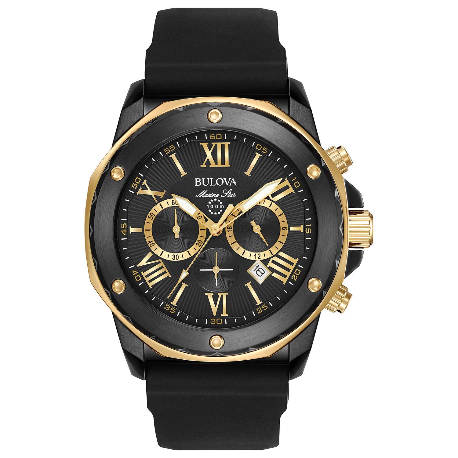 Bulova Men's Marine Star Series A Chronograph Quartz Watch - Luminous Markers, Rotating Bezel, 100M Water Resistant, 44mm Case - Perfect for Diving, Swimming & Everyday Wear