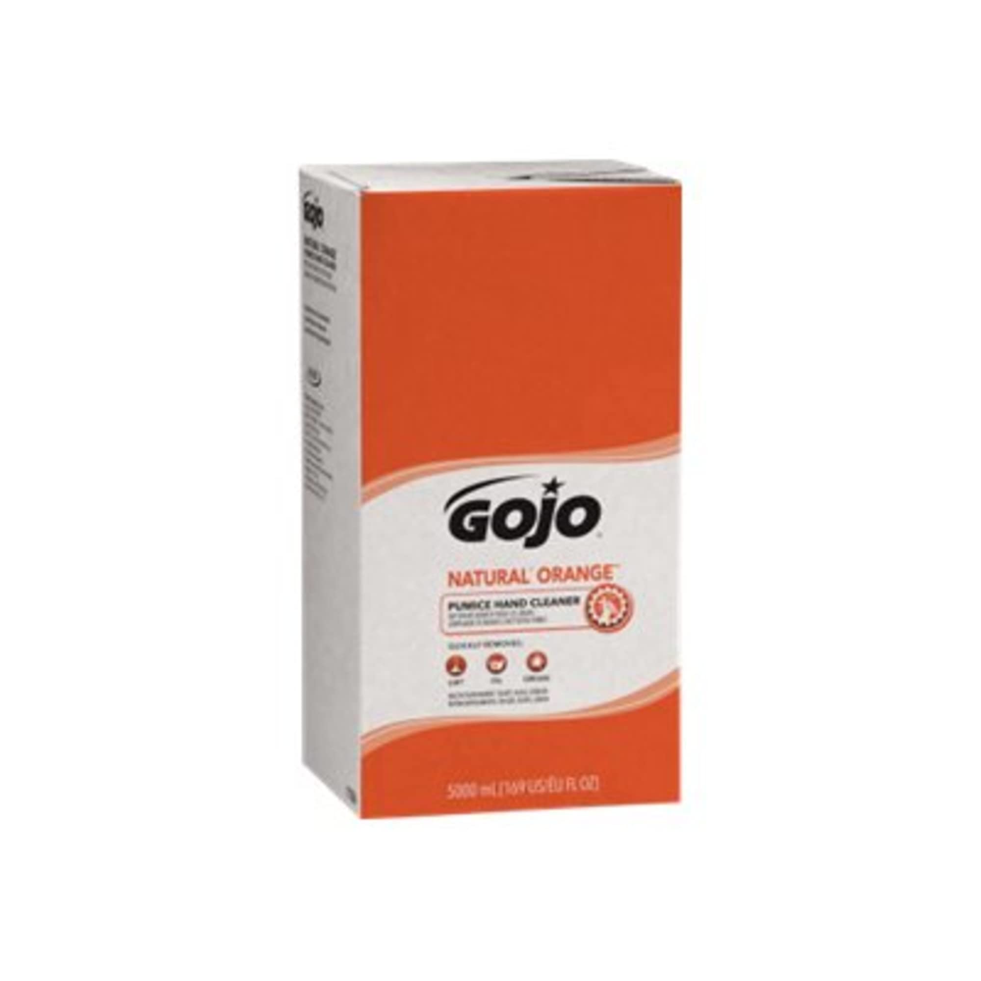 GOJO NATURAL ORANGE Pumice Hand Cleaner Refill - 5000 mL Fast-Acting Lotion for Tough Grease & Dirt (Pack of 2) | PRO TDX Dispenser Compatible | Ideal for Auto Shops, Farms & Industrial Use - 7556-02