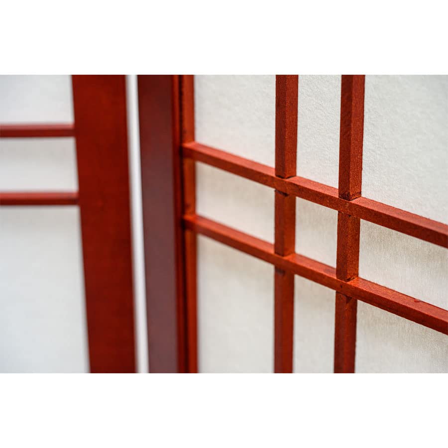 Legacy Decor 3-Panel Room Divider Privacy Screen - Shoji Style Cherry Wood Lattice Design for Home Office, Bedroom & Living Room Separation