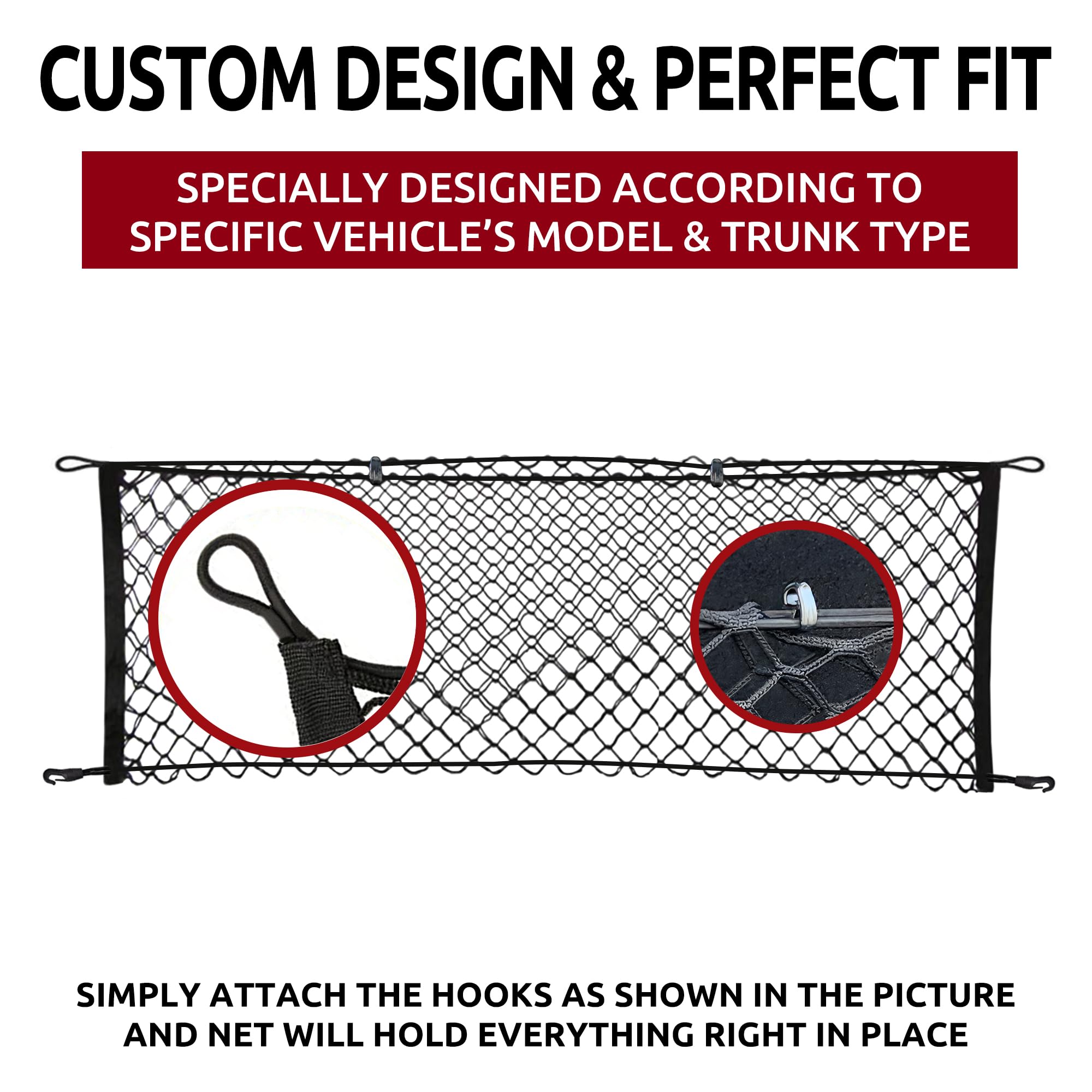 Premium Elastic Trunk Cargo Net for Mitsubishi Outlander 2022-2024 - Envelope Style Mesh Storage Organizer - Universal Fit for SUVs & Crossovers - Secure Luggage & Groceries During Travel