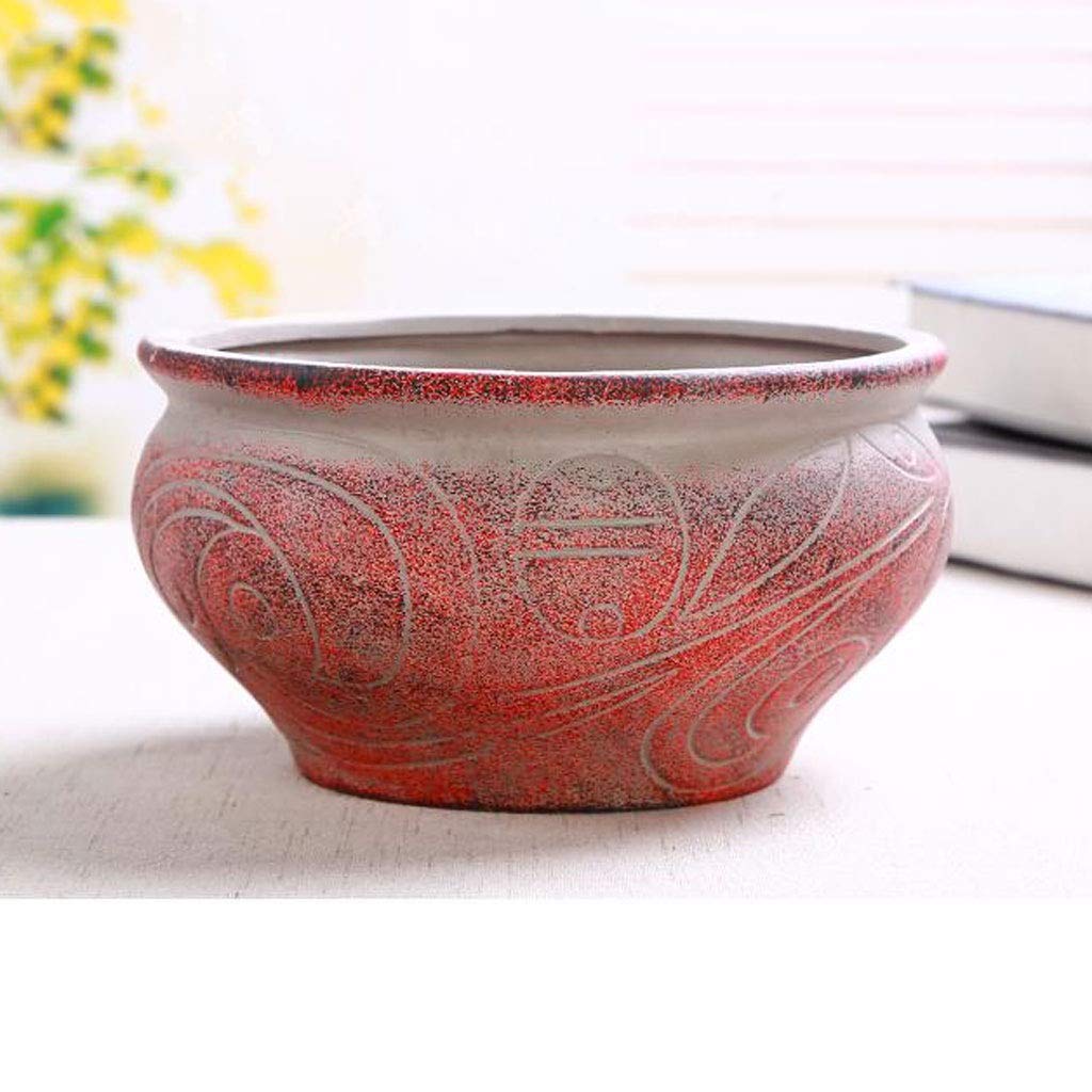Creative Ceramic Plant Pots for Cactus & Succulents - Medium Round Stoneware Flower Pots with Mediterranean Style, Perfect for Indoor/Outdoor Garden Decor & Home Office Plants