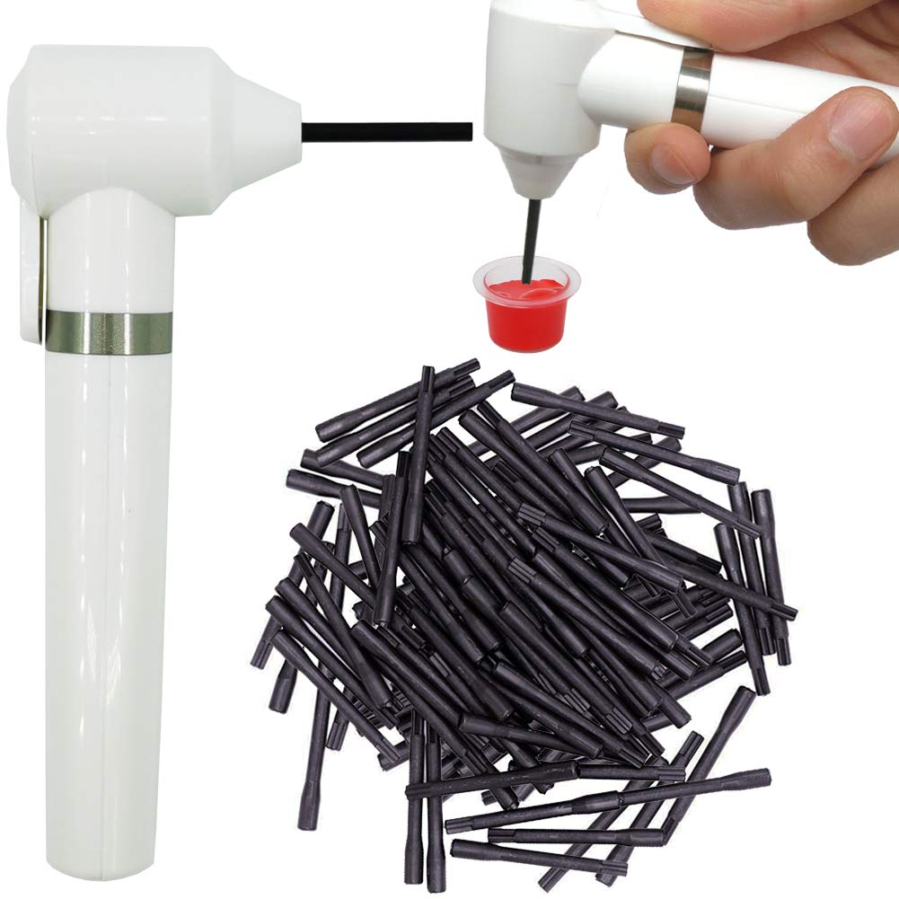 Professional Tattoo Ink Pigment Mixer Machine - 100 Stainless Steel Agitator Sticks Set for Ink Color Mixing & Tattoo Supplies (White) - Perfect for Tattoo Artists, Studios & DIY Tattoo Enthusiasts