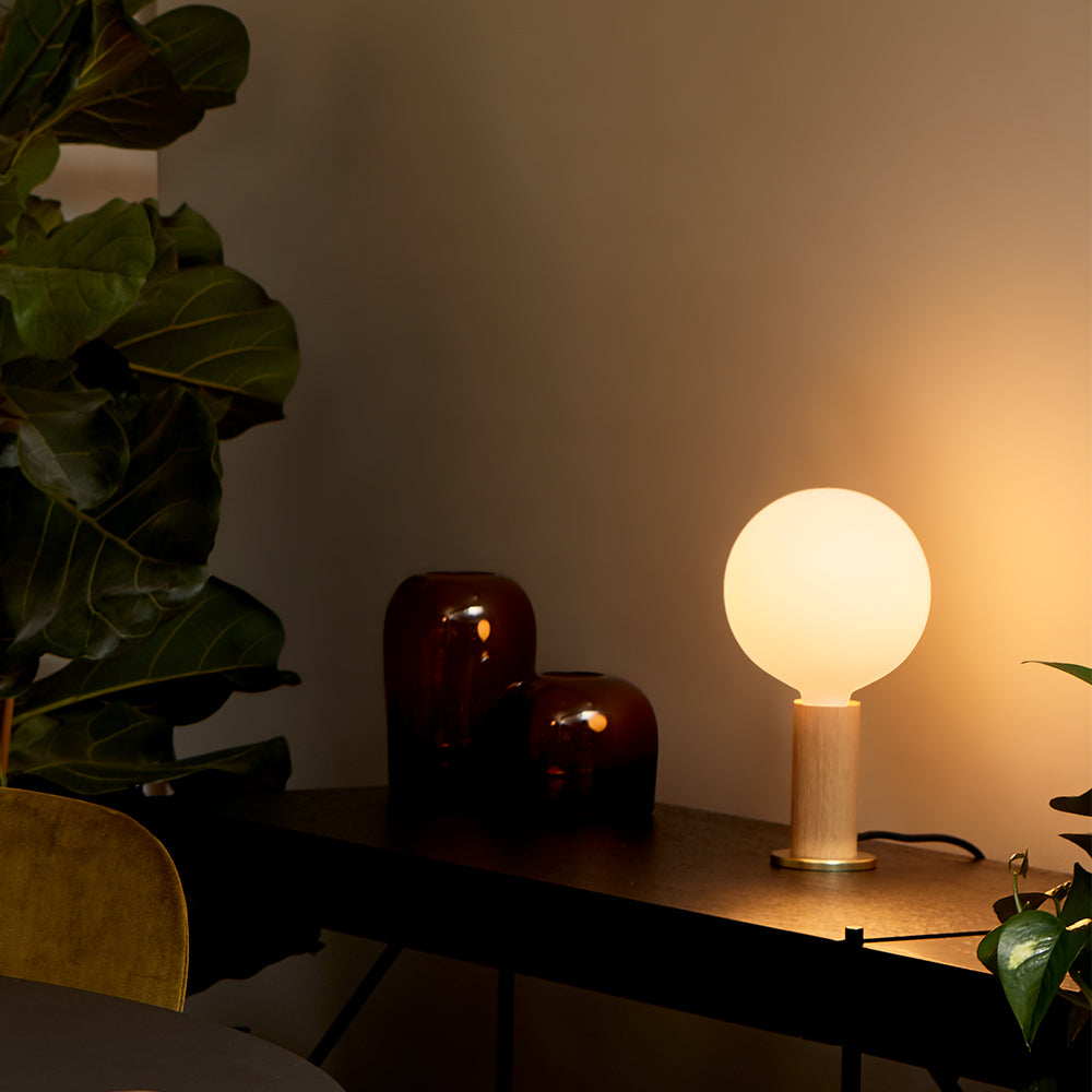 Stylish Oak Knuckle Table Lamp with Sphere IV - Set of 2 Modern Desk Lamps for Living Room, Bedroom, or Office Decor