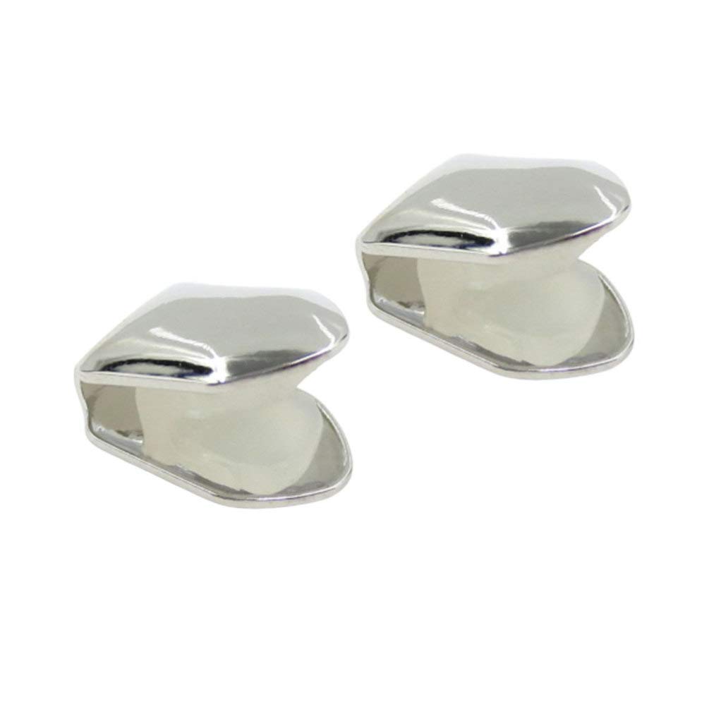 SUPVOX 2Pcs Silver Plated Small Single Tooth Cap - Hip Hop Grillz Teeth Jewelry for Men & Women - Perfect for Halloween, Costume Parties and Rap Performances